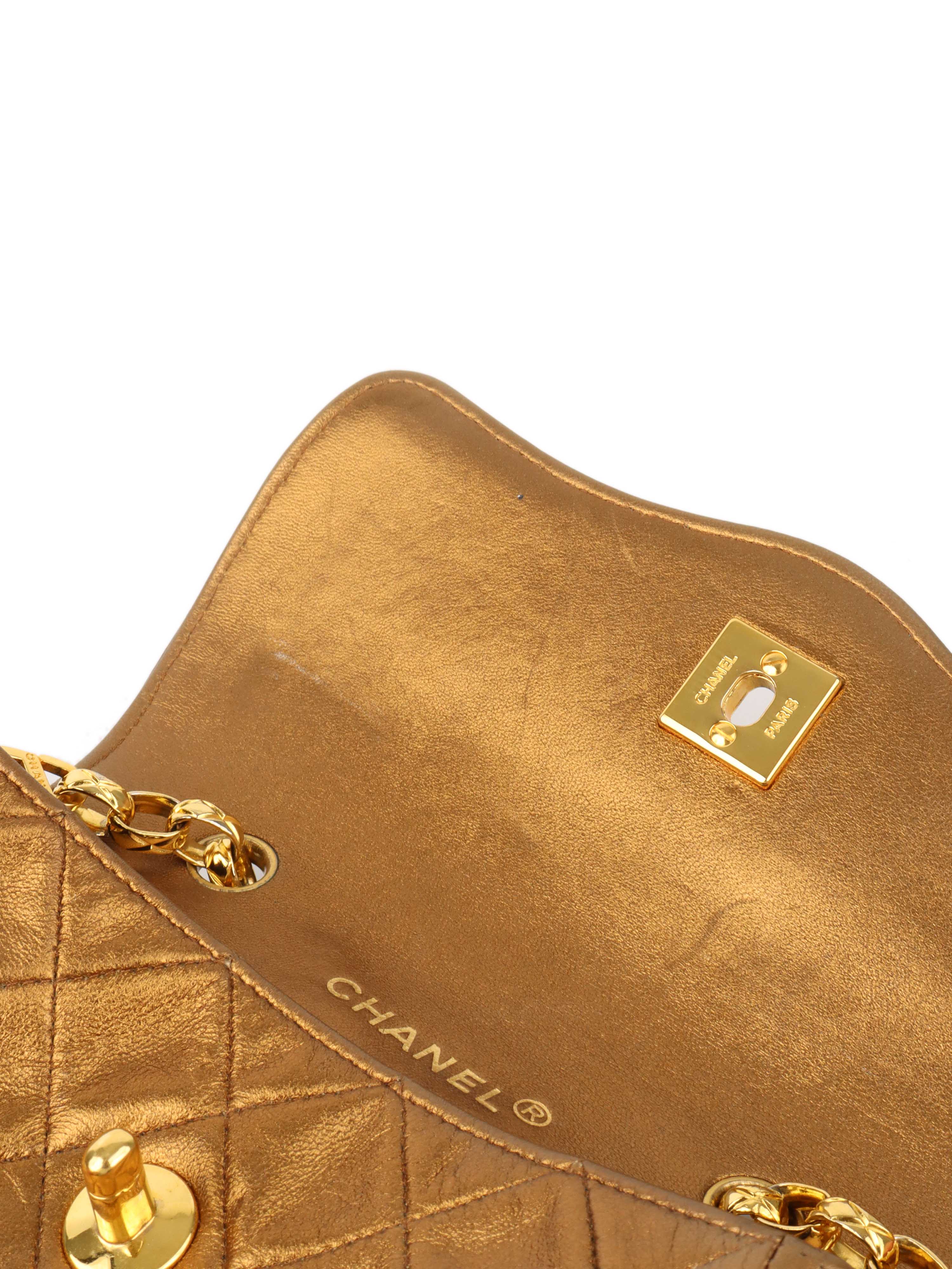 Vintage Chanel Gold Metallic Chain Bag - Luxury Crossbody Purse for Women, Perfect for Evening Parties & Special Occasions