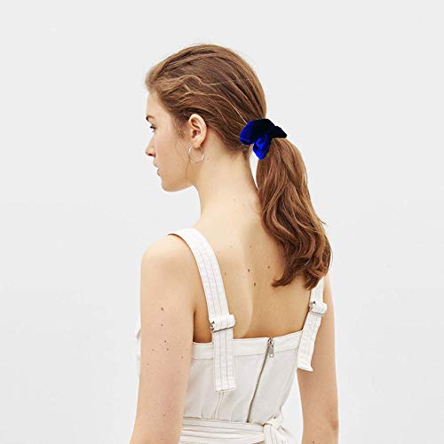 12 Pack Velvet Hair Scrunchies - Soft Elastic Hair Ties for Women & Girls (Blue) | Gentle No-Slip Hair Bands for Workout, Yoga, Sleep & Everyday Use