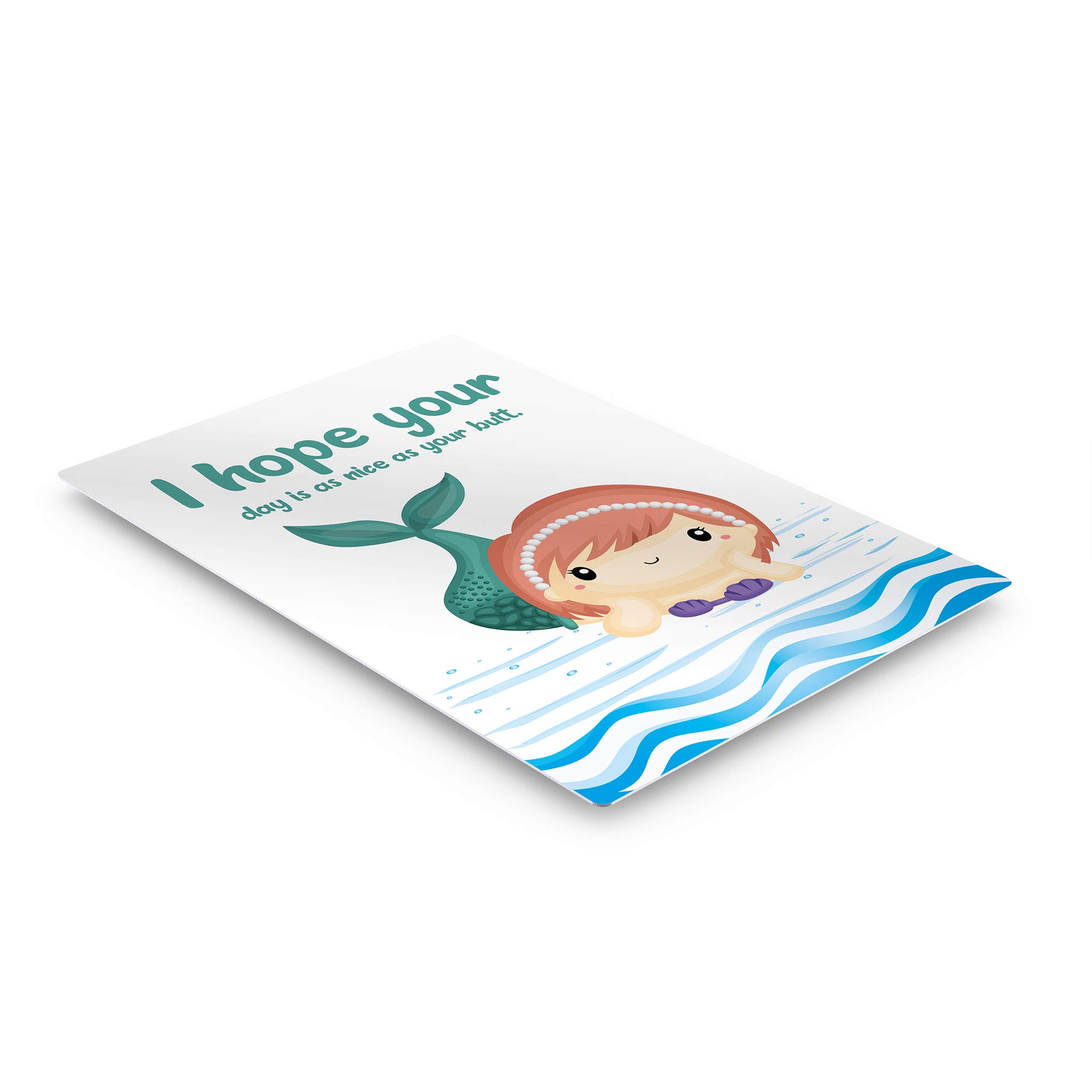 Funny Bathroom Wall Art - 'I Hope Your Day is as Nice as Your Butt' Quote Metal Print | Kids Bathroom Decor, Mermaid Nursery Sign | Ready to Hang Home Decor (30x20, Made in USA) - Perfect for Bathrooms, Kids Rooms & Coastal Themed Spaces