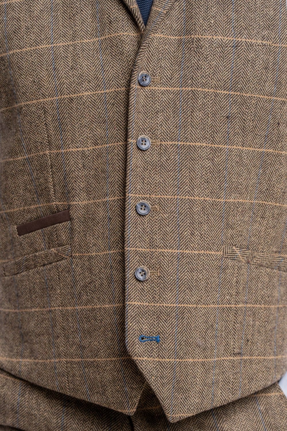 Cavani Albert Men's Brown Tweed Waistcoat Vest | Classic Formal Wear for Weddings, Business & Special Occasions