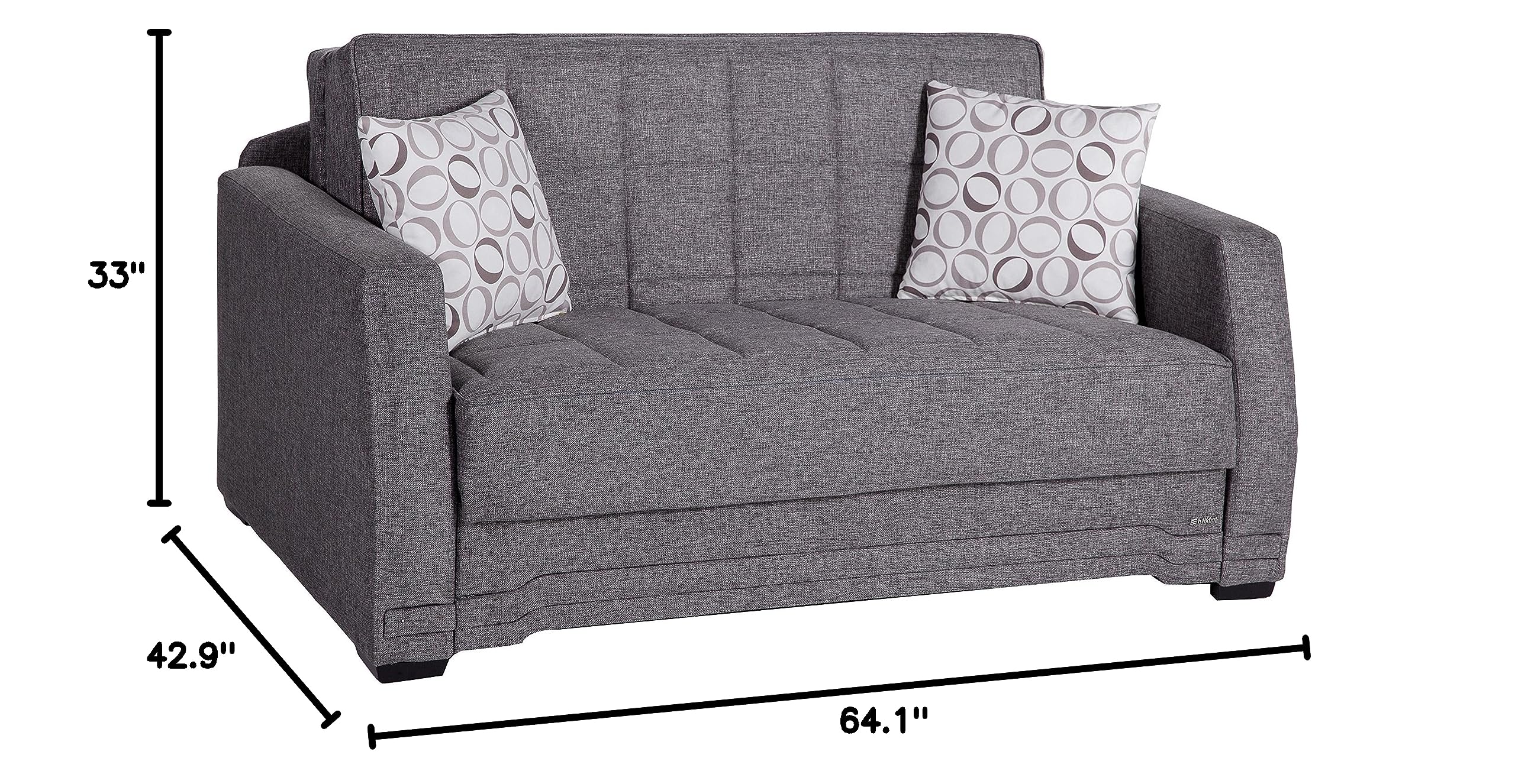 ISTIKBAL Valerie Collection Multifunctional Love Seat Sleeper Sofa Bed in Diego Gray - Convertible Furniture for Small Spaces, Living Room, Guest Room & Apartments