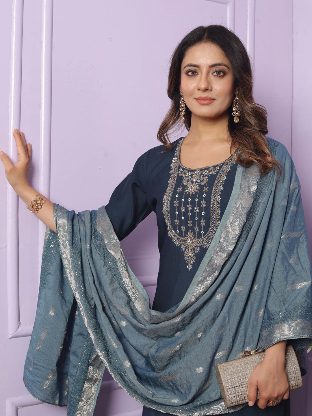 Elegant Blue Designer Party Wear Pant Suit with Hand Embroidery - Perfect for Weddings, Cocktail Parties & Special Occasions