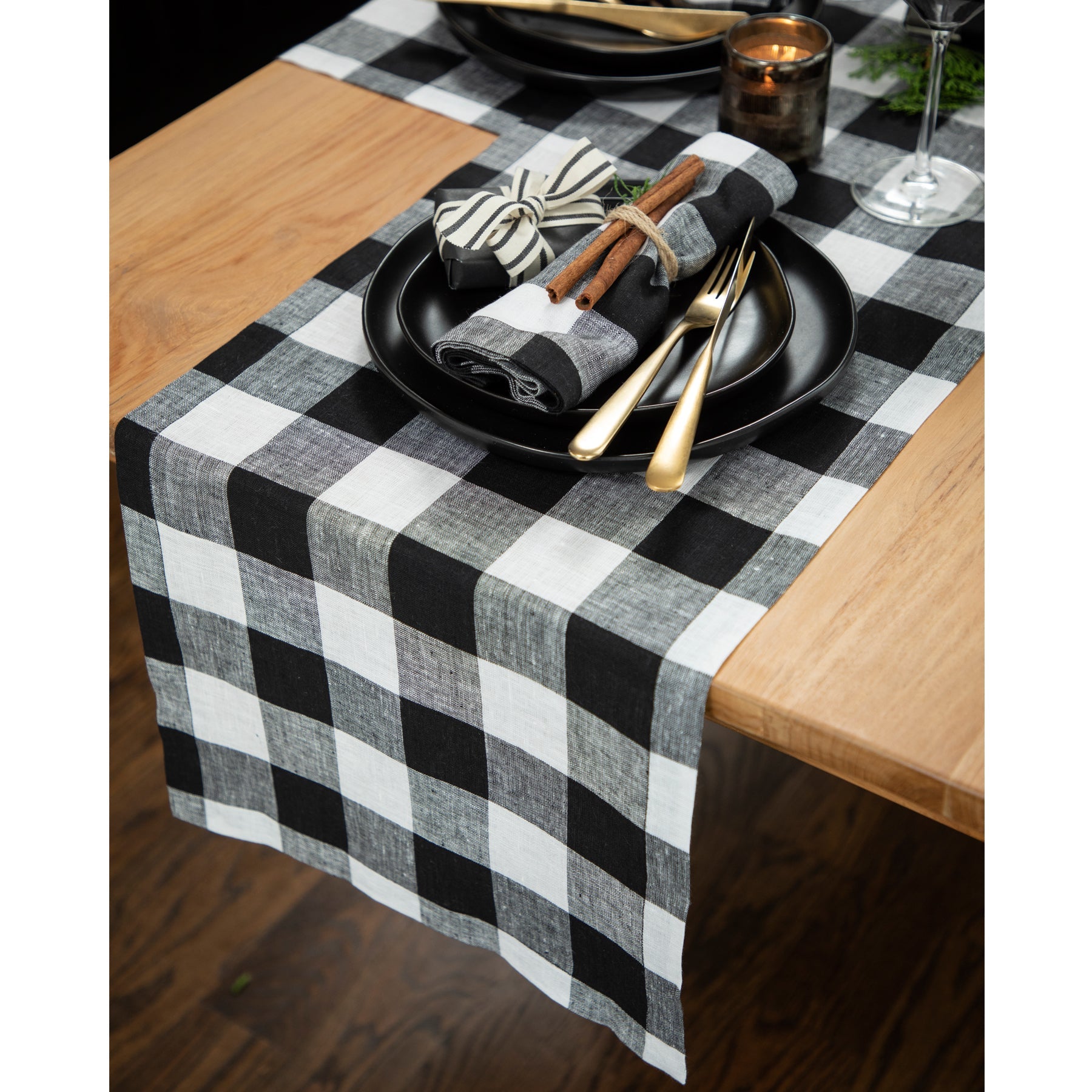 Buffalo Check Plaid Table Runner - Christmas Holiday Farmhouse Dining Decor for Kitchen, Dining Room, and Party Decorations