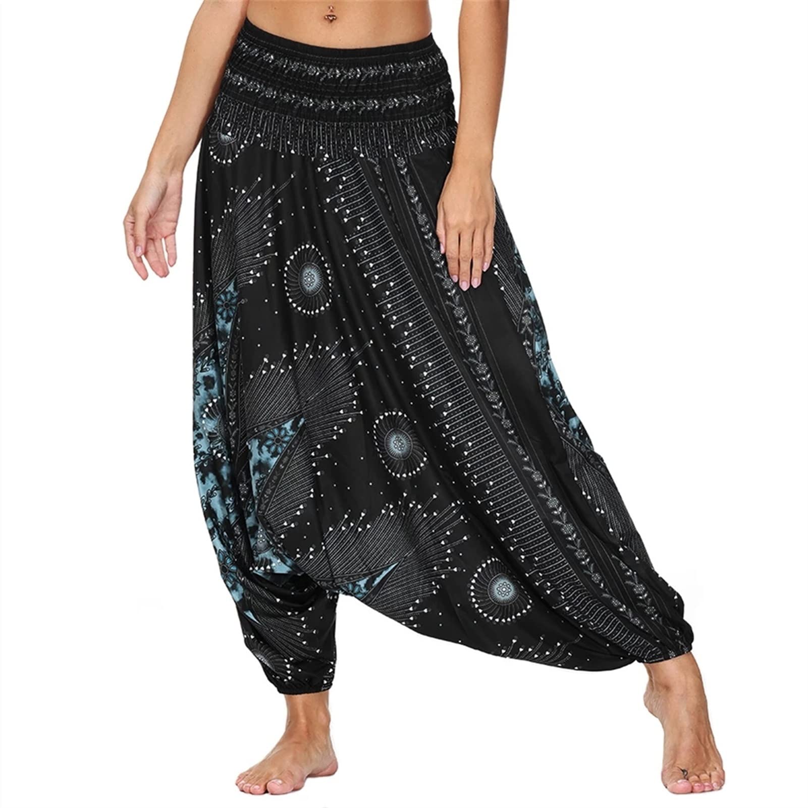 WPYYI Women's High Waist Boho Loose Yoga Pants - Comfortable Beach Pants for Yoga, Travel & Casual Wear