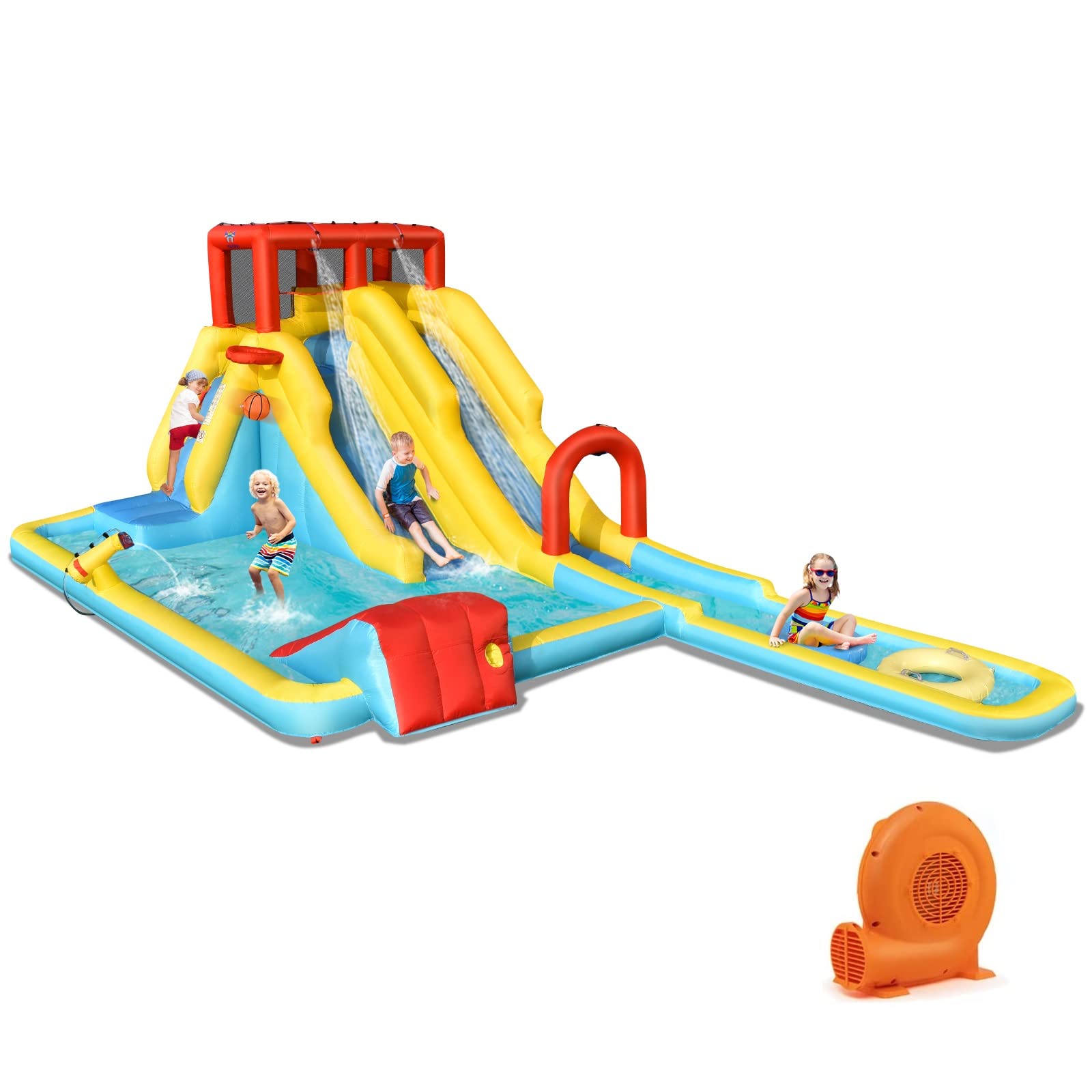 **BOUNTECH 20.5x11FT Inflatable Water Slide for Kids & Adults - Dual Racing Slides, Splash Pool, 680W Blower - Backyard Outdoor Party Fun, Summer Gifts for Big Kids & Family Gatherings**