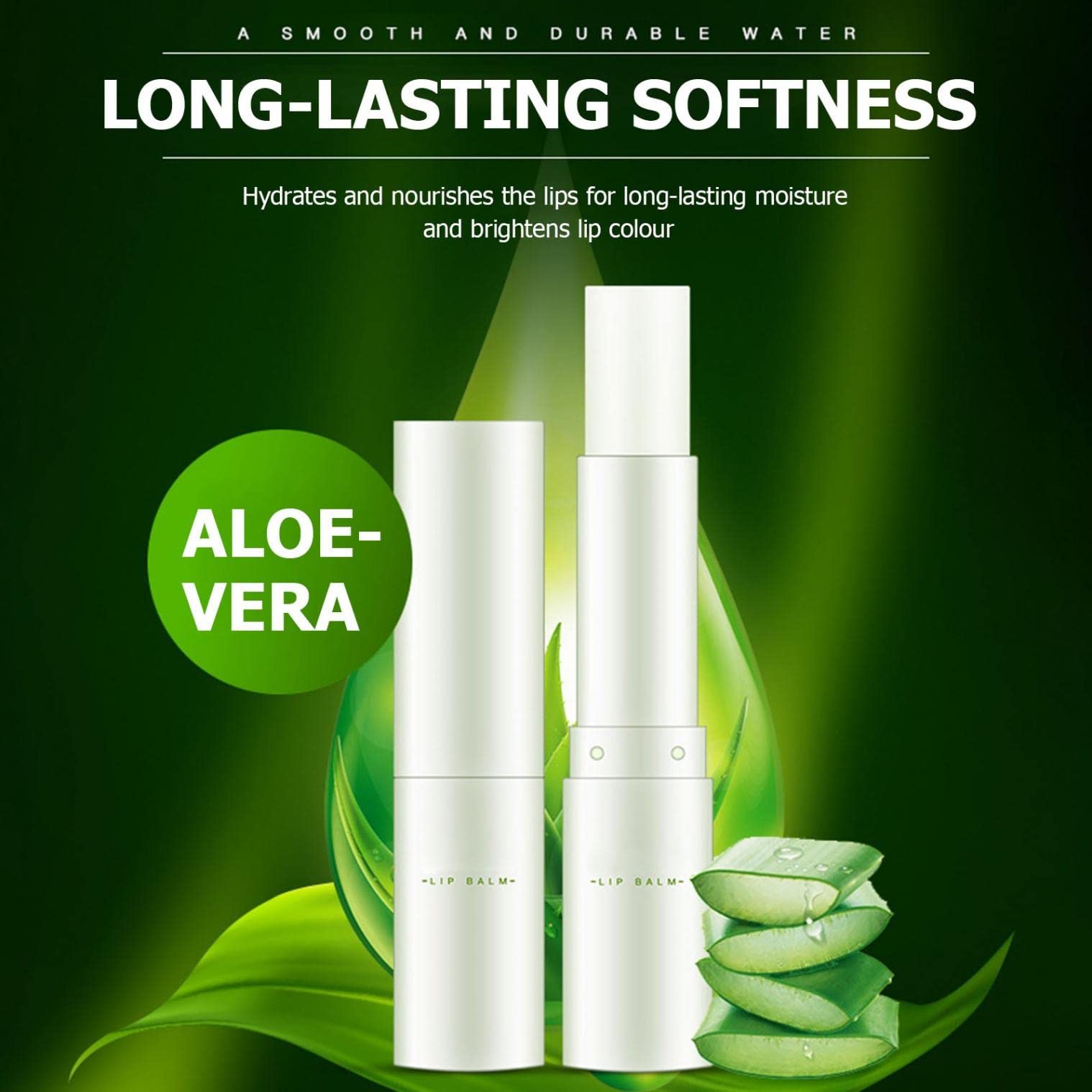 Natural Aloe Vera Lipstick with Long-Lasting Moisture | Hydrating Lip Balm with Aloe Essence | Nourishing Lip Care & Clear Lip Gloss for Dry Lips | Perfect for Daily Use, Makeup Routine & On-the-Go Hydration