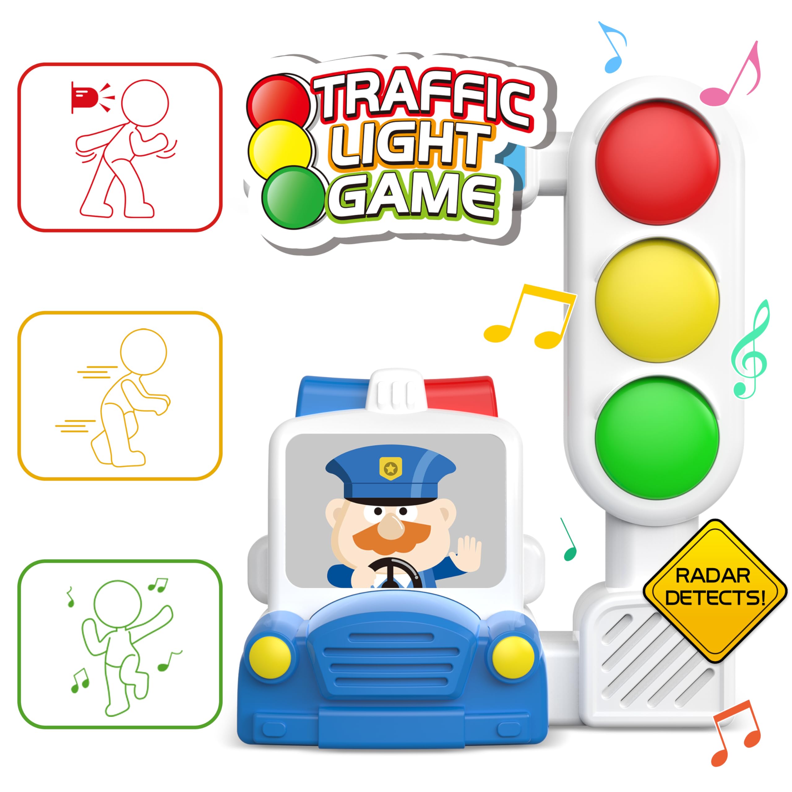 3-in-1 Motion Sensor Traffic Light Game Toy for Kids Ages 3-8 - Interactive Educational Toy for Indoor & Outdoor Play - Perfect Birthday & Christmas Gift for Family Party Games