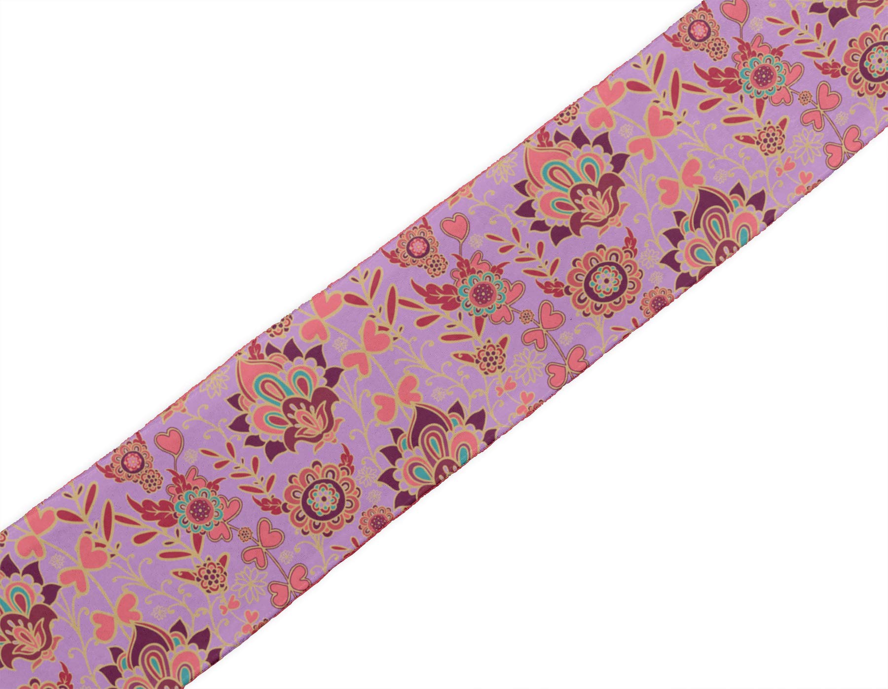 Purple Leaves & Floral Velvet Ribbon Trim - 9 Yards, 3 Inches Wide - Premium Craft Lace for Sewing, DIY Accessories, Gift Wrapping & Home Decor | IndianBeautifulArt IBA