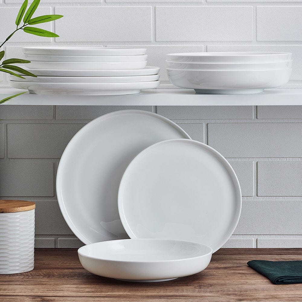 Marion 12-Piece Dinnerware Set - Service for 4 People - Elegant Porcelain Plates, Bowls & Mugs - Perfect for Family Dinners, Entertaining Guests & Everyday Use