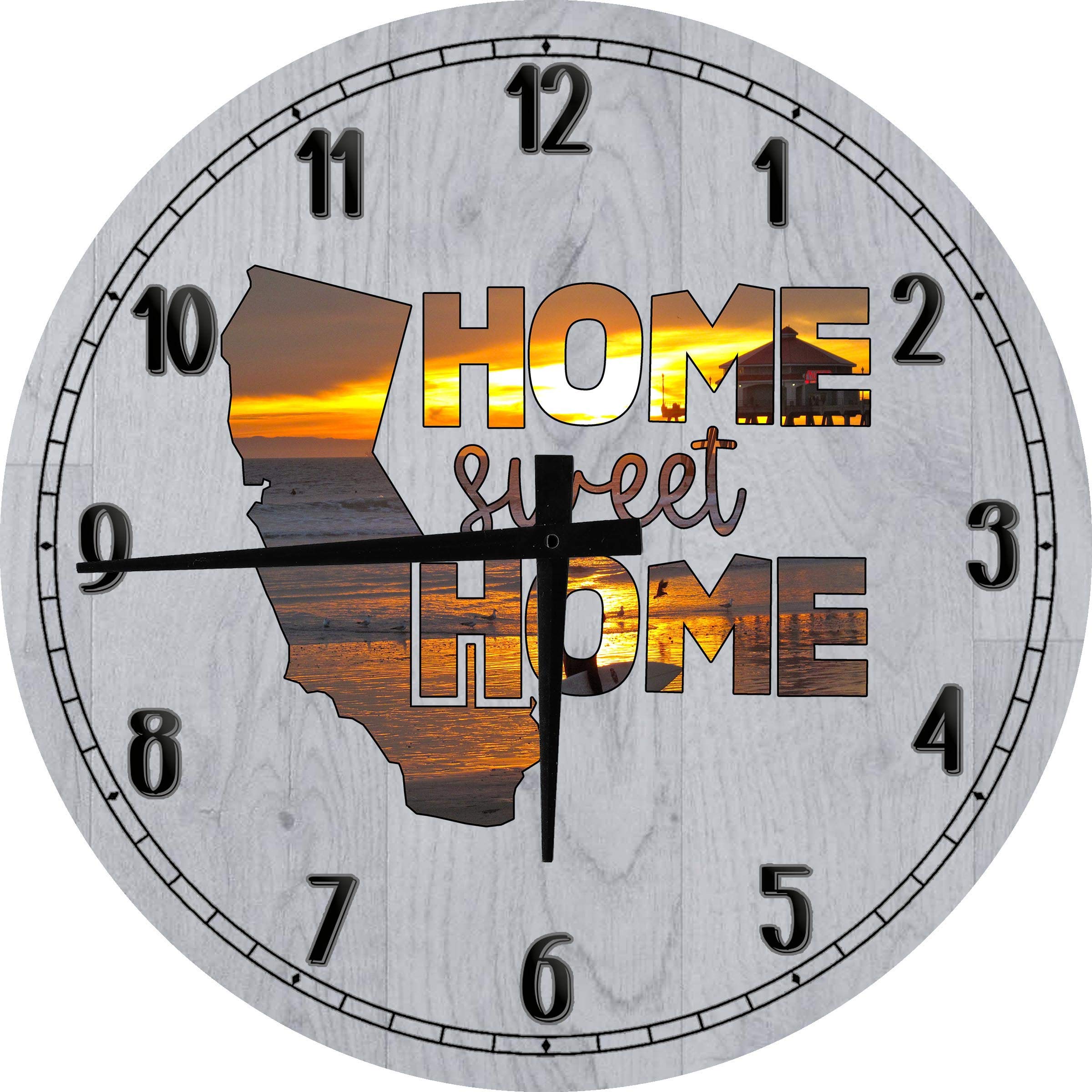 California Beach Waves Large Round Wood Wall Clock - 18 Inch Gray Coastal Decor for Living Room, Bedroom & Office - Rustic Home Wall Art
