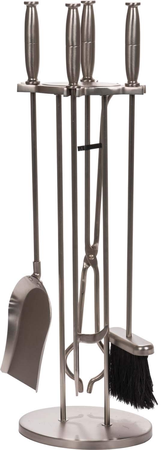 Dagan 5-Piece Fireplace Tool Set (DG-7632) in Pewter - Heavy Duty Fireplace Accessories for Wood Burning Stoves, Fire Pits & Home Decor