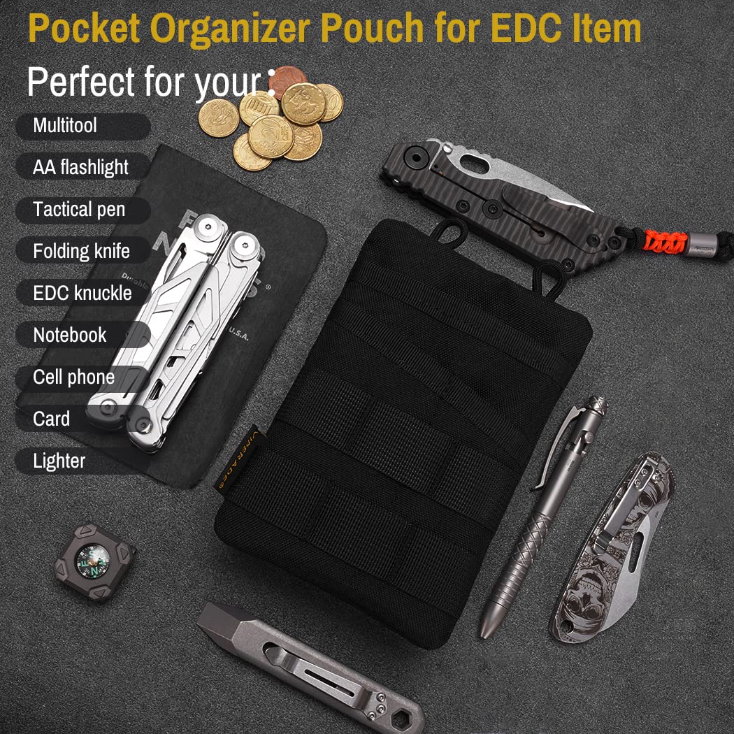 VIPERADE VE3-P Small EDC Pouch Organizer - Compact Nylon Tool Bag for Flashlight, Multitools, Pen & Notebook - Perfect for Everyday Carry, Camping, Hiking & Outdoor Adventures (Black)