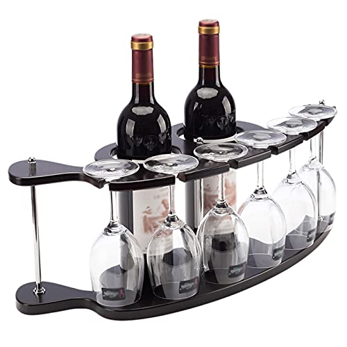 Premium Free Standing Stemware Rack - Countertop Wine Glass Holder for Kitchen, Bar & Dining Room - Holds 6 Glasses + 2 Bottles - Space Saving Wine Storage Solution for Home Entertaining & Parties