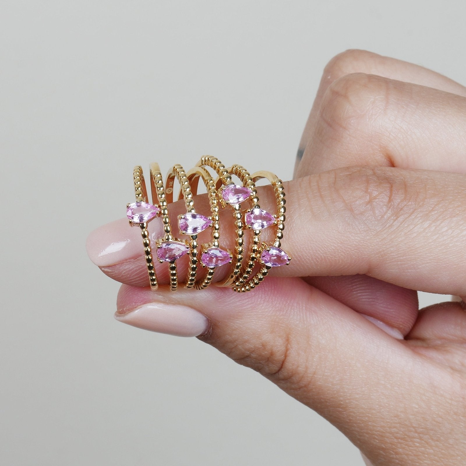14K Yellow Gold Pink Topaz Pear Ring with Gemstone Accents - Perfect for Weddings, Anniversaries & Special Occasions