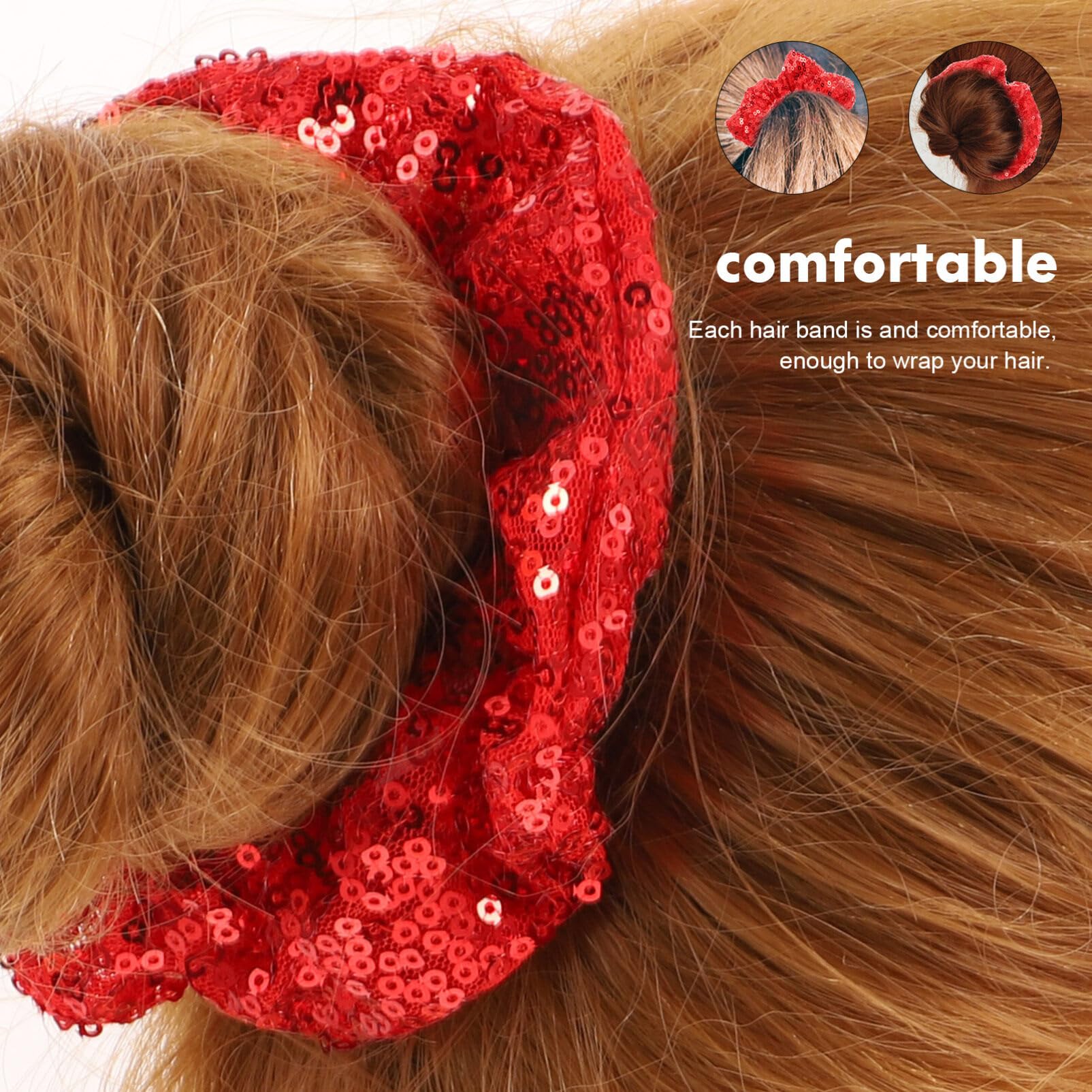 Luxshiny Christmas Hair Scrunchies 2 Pack - Shiny Sequin Elastic Hair Bands, Stretchy Ponytail Holders for Women & Girls - Perfect for Holiday Parties, Gift Giving & Festive Hairstyles