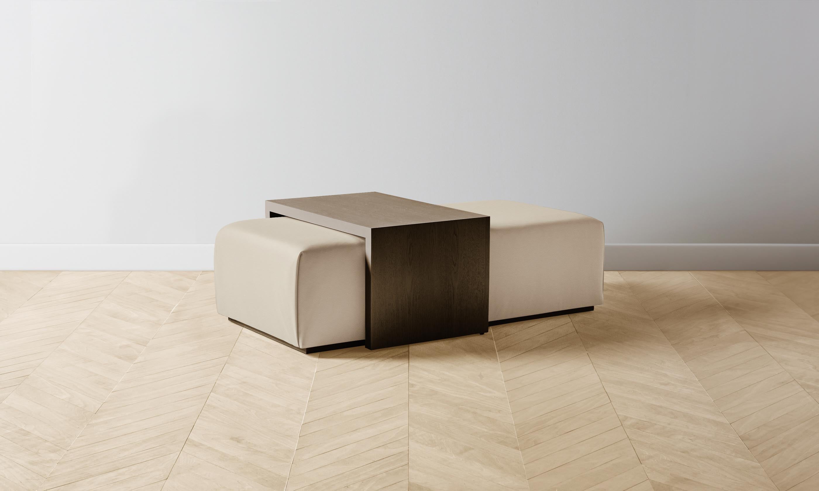 The Bowery Ottoman - Premium Pebbled Leather Upholstery in Stone Color | Stylish Footrest & Accent Chair for Living Room, Bedroom, or Office