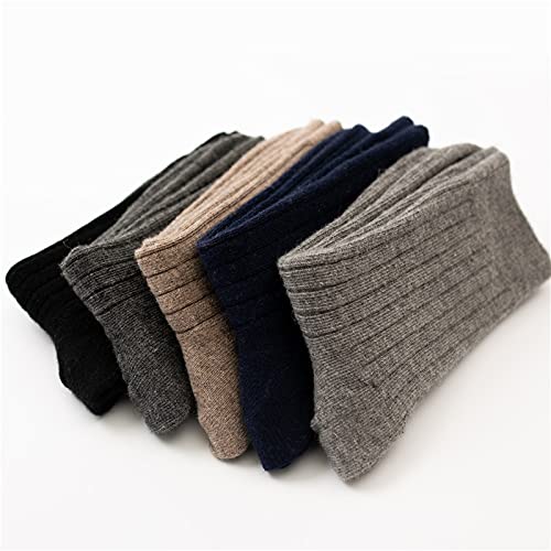 CHERISH 5 Pairs Men's Wool Socks - Thick Warm Winter Thermal Knit Crew Socks for Cold Weather - Perfect for Hiking, Skiing & Outdoor Activities