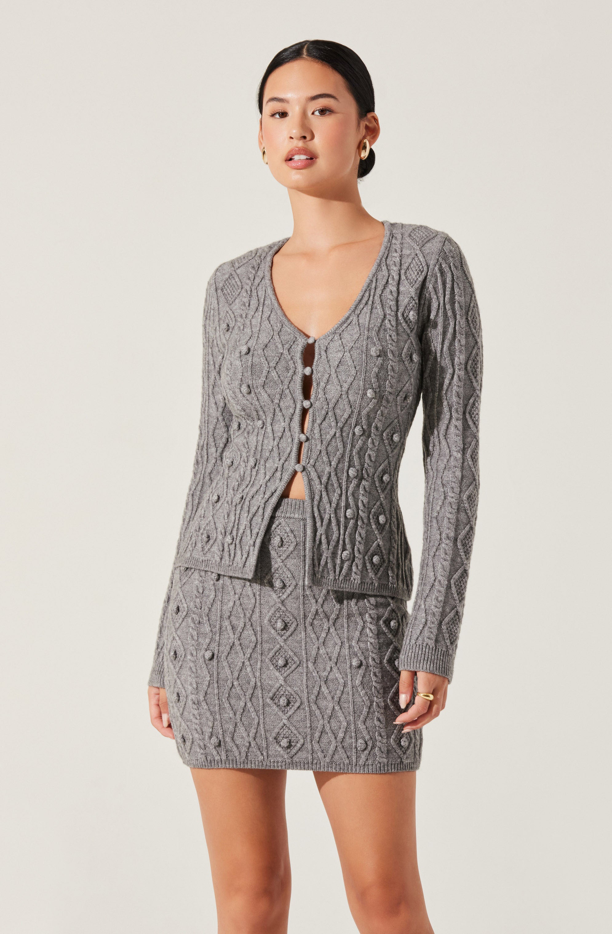 Argyle Knit Cardigan Sweater for Women - Vintage Style Button Up Long Sleeve Open Front Sweater - Perfect for Office, Date Night & Fall Layering