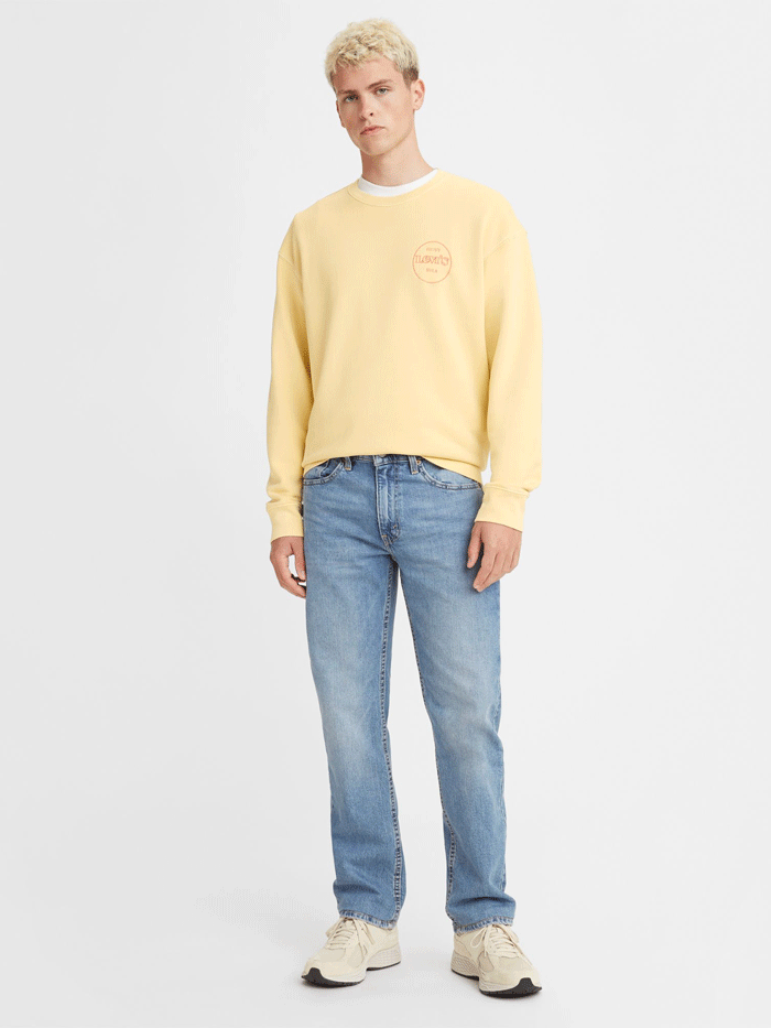 Levi's 005141593 Men's Straight Fit Flex Jeans - Everyday Comfort, Indigo Medium Wash Denim Pants for Casual Wear & Office Outfits