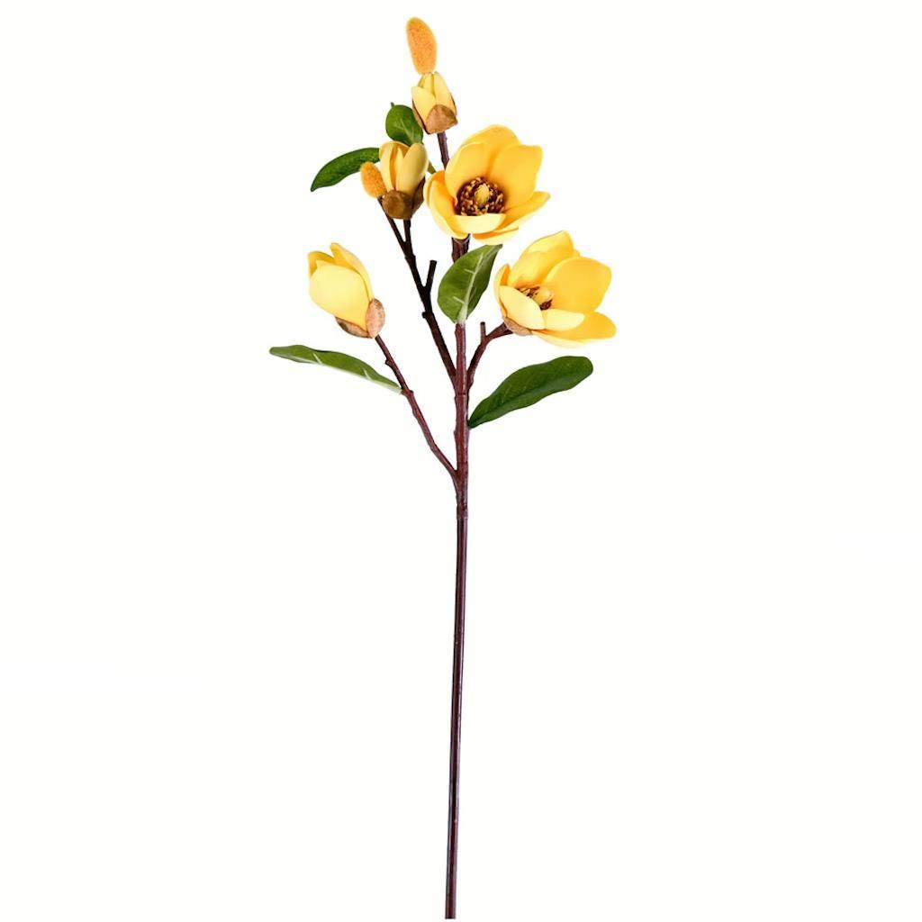 28 Pack Artificial Yellow Magnolia Stems - Realistic Fake Flowers for Home Decor, Wedding Centerpieces, and Floral Arrangements