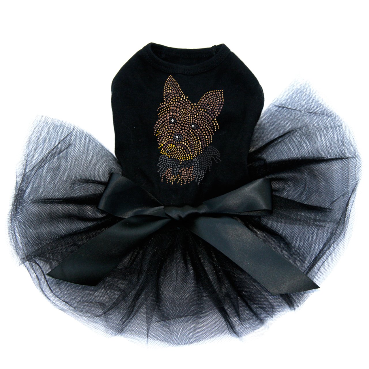 Yorkie Rhinestone Dog Tutu Dress - XS Black for Parties & Photos