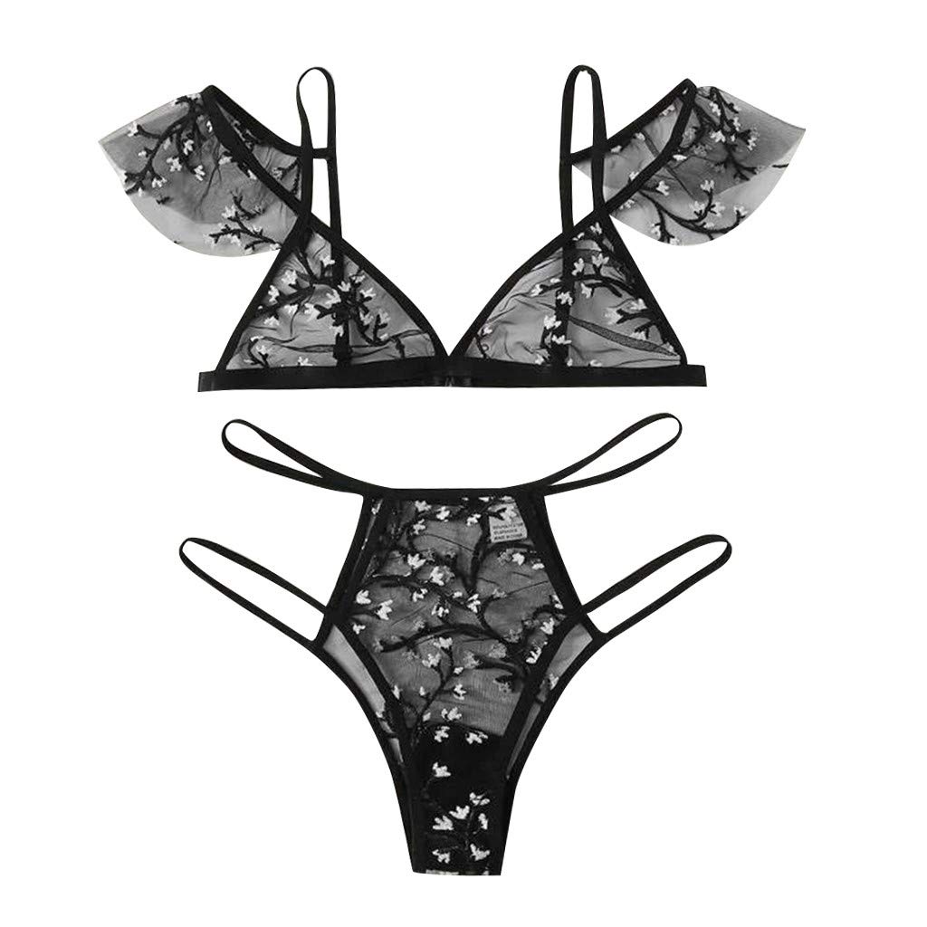 Sexy Lace Hollow Out Women's Lingerie Set - Embroidery G-String Underwear & Pajamas for Date Night & Special Occasions