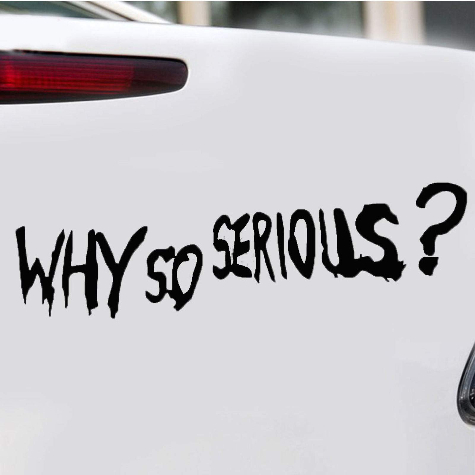 Why So Serious Funny Car Decal - Reusable Reflective Vinyl Sticker for Car Windows & Bumpers - Joker Inspired Movable Vehicle Decoration (Black) - Perfect for Halloween, Comic Con & Car Shows