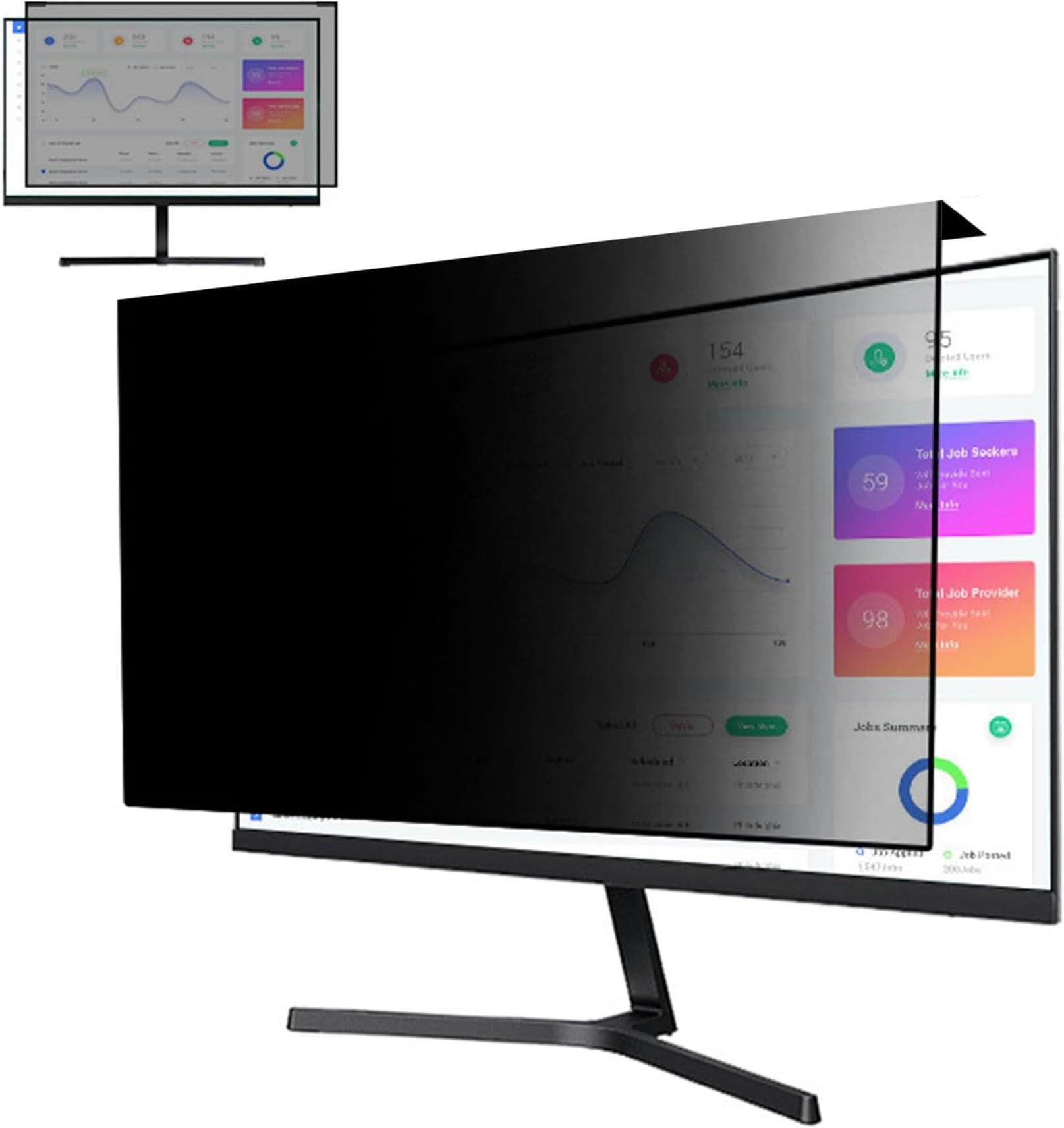 XDRGOOIUY Universal Computer Privacy Screen Protector - Anti-Glare Hanging Filter for 20-32 Inch Monitors (20/21.5/24/27/32 Inch) - Easy On/Off Privacy Shield for Office, Banking & Public Spaces