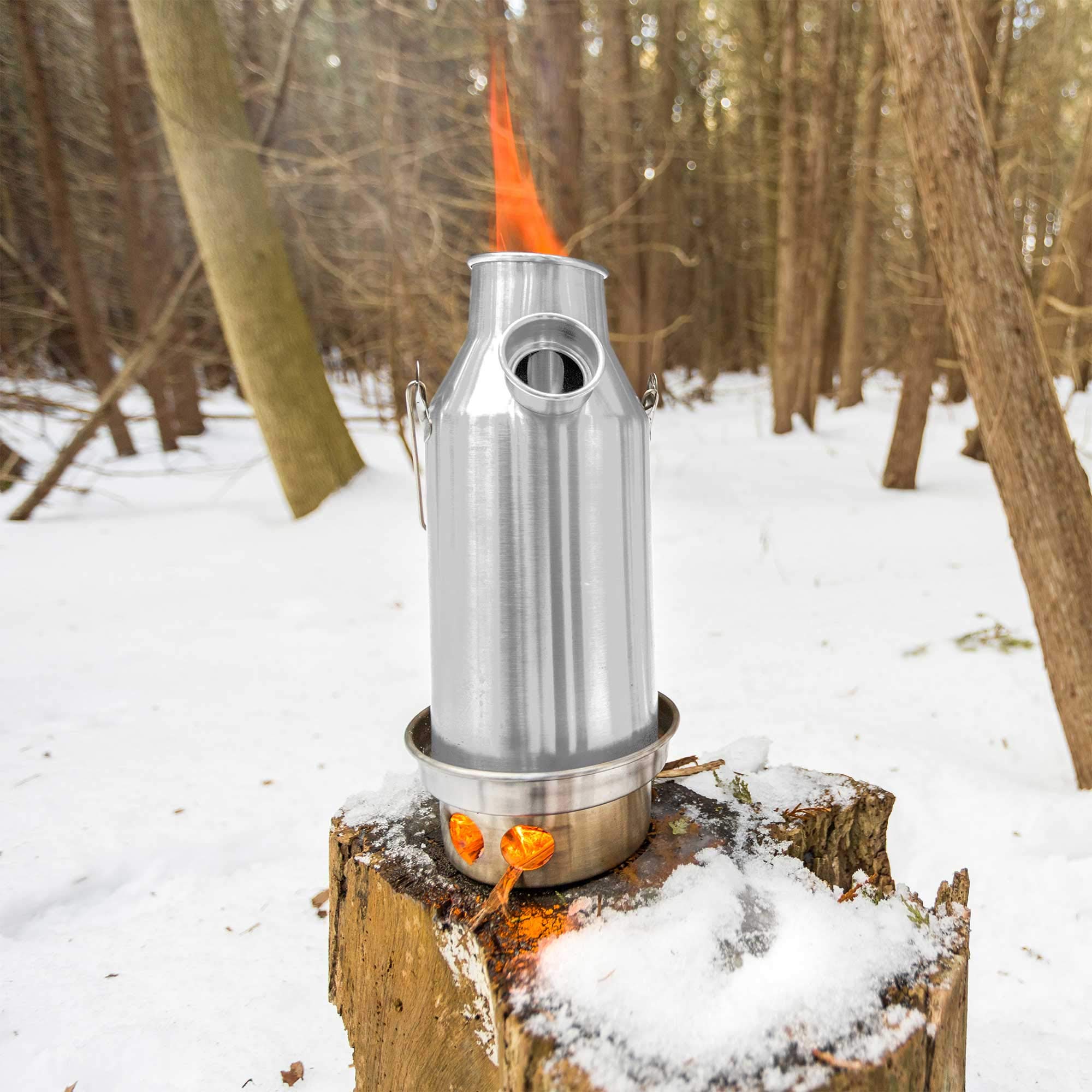 Trekker 20 oz Anodized Aluminum Kelly Kettle Basic Kit (0.6L) - Ultra Fast Rocket Stove for Boiling Water with Sticks & Twigs - Perfect for Camping, Hiking, Fishing, Hunting, Emergency Preparedness, Survival Kits, and Outdoor Adventures