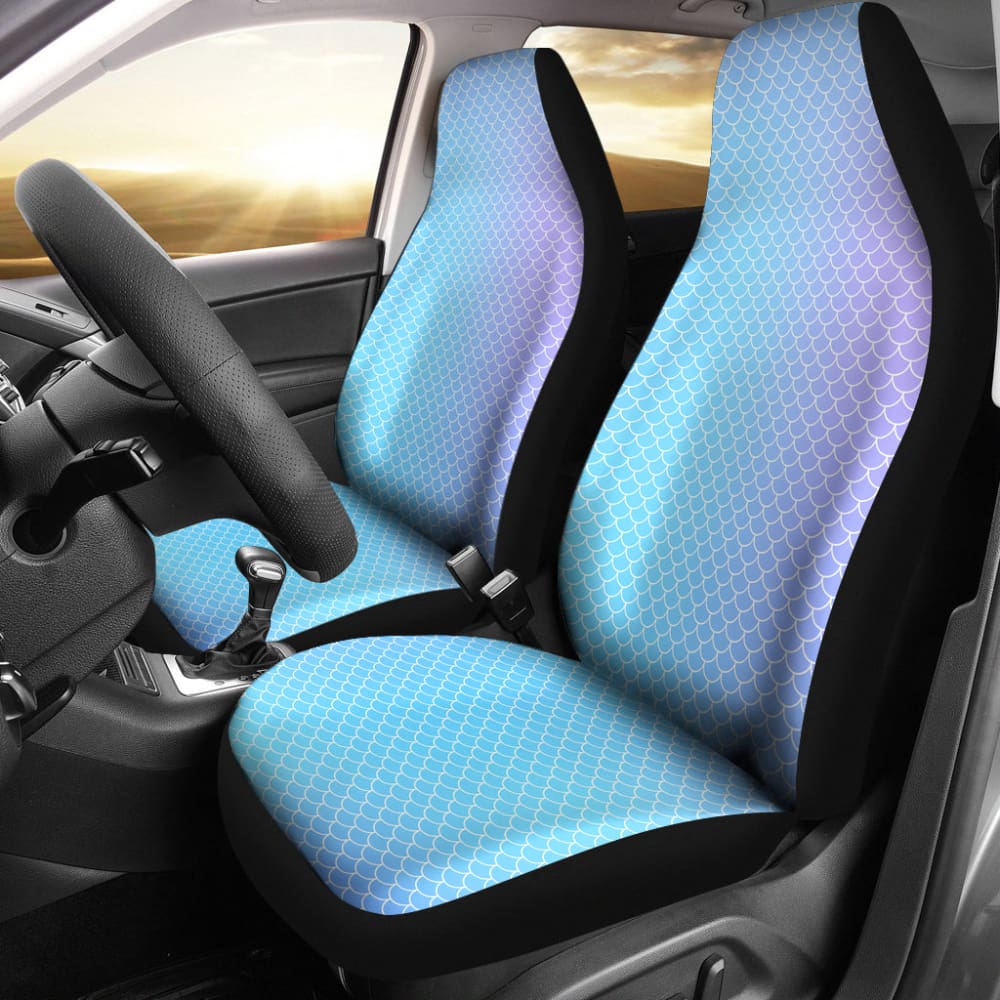 Blue Purple Mermaid Scale Car Seat Covers - Waterproof Universal Fit for Cars, Trucks & SUVs - Perfect for Beach Trips, Road Adventures & Stylish Protection