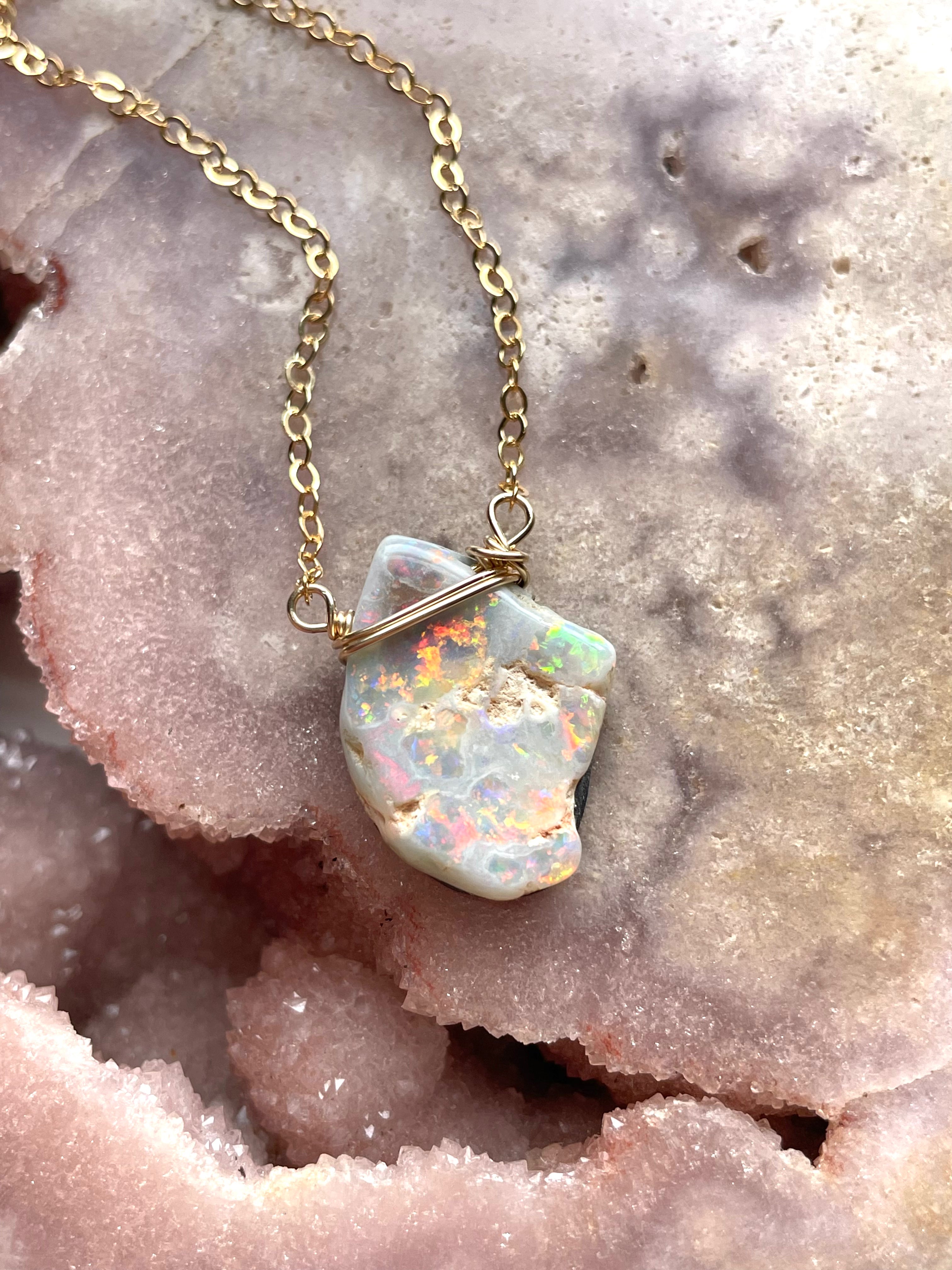 Australian Opal Doublet Pendant Necklace - 14K Gold Filled Jewelry for Women - Perfect Gift for Birthday, Anniversary & Special Occasions