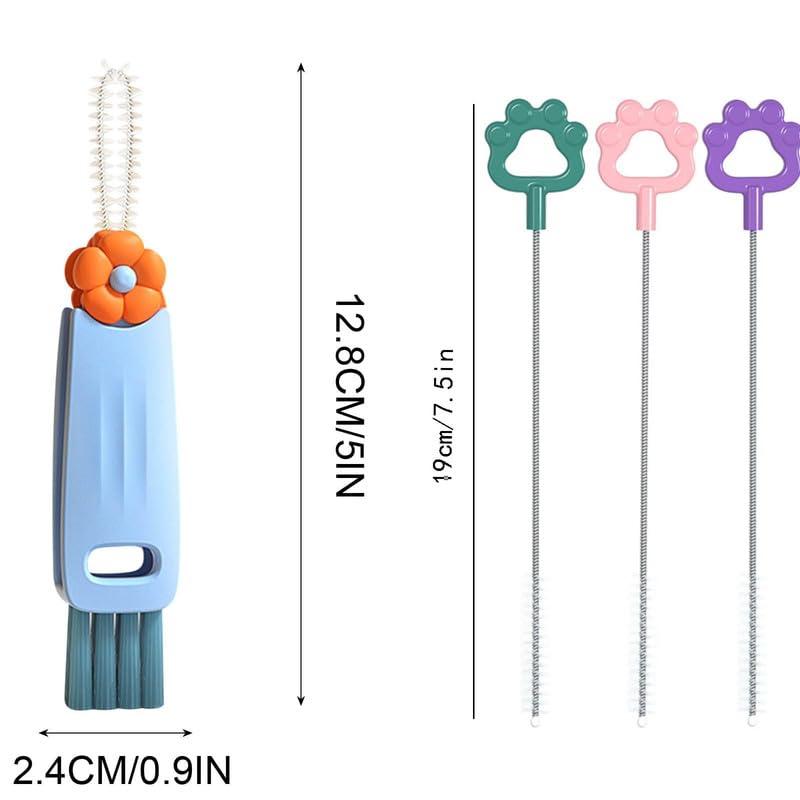 3 in 1 Cup Lid Cleaning Brush Set - Multifunctional Bottle Gap & Tight Space Cleaner for Baby Bottles, Travel Mugs & Water Bottles | Portable Crevice Cleaning Tool for Kitchen, Nursery & On-the-Go Use