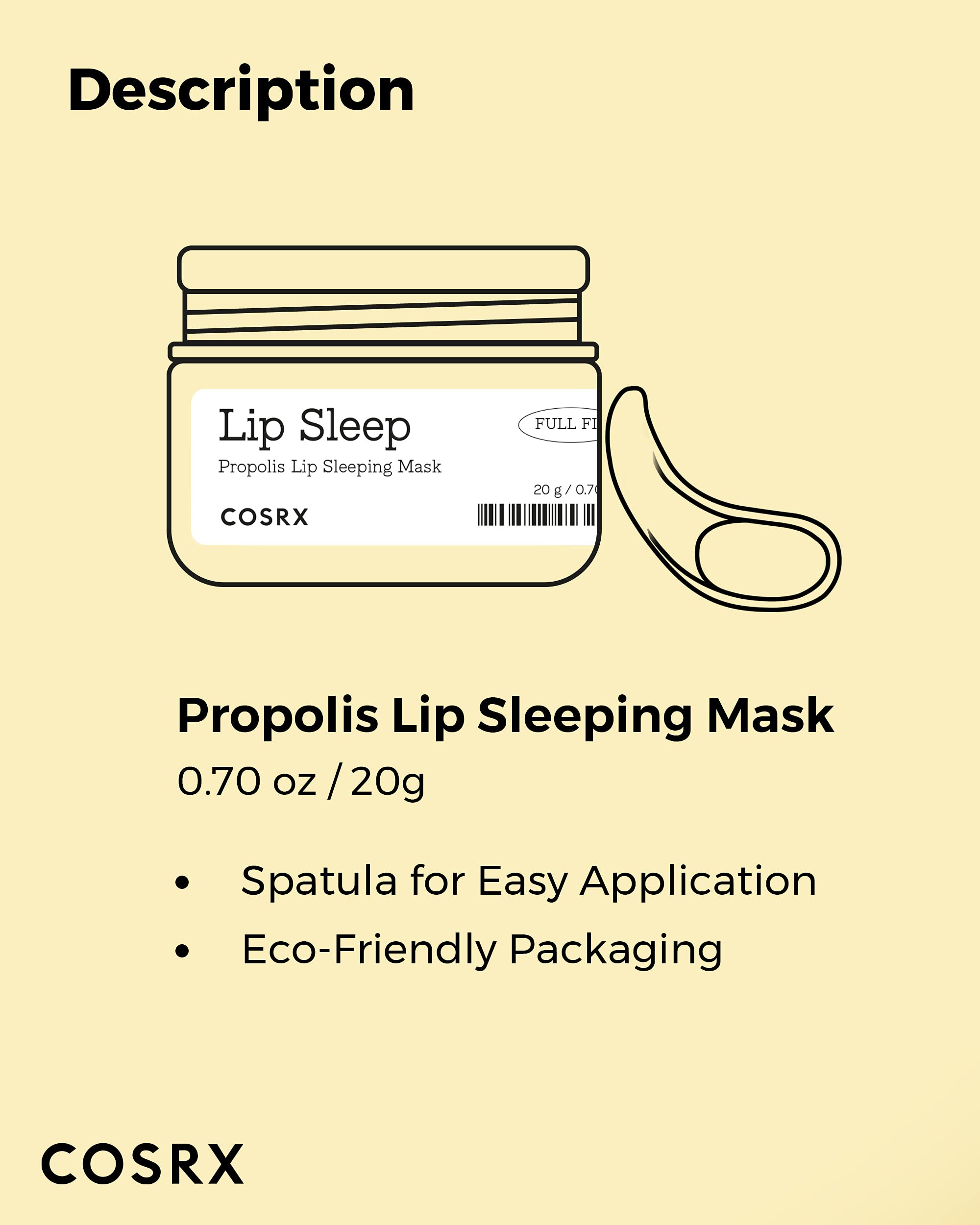 COSRX Propolis Lip Balm for Dry Chapped Lips - Overnight Hydrating Lip Treatment Mask with Shea Butter & Honey Complex | Korean Skincare for Soft, Plump Lips (20g) | Perfect for Nighttime Lip Care, Winter Lip Protection, and Daily Moisturizing