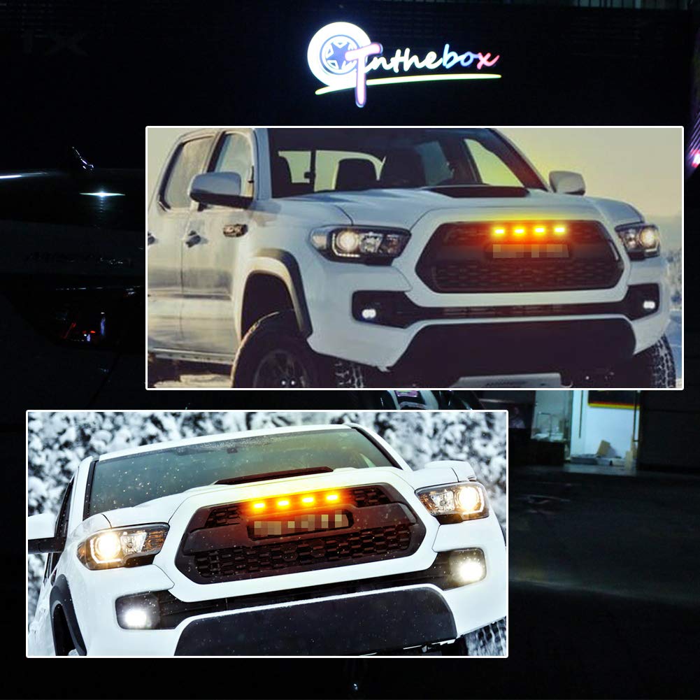 4PCS Amber LED Grill Lights for 2016-2019 Toyota Tacoma TRD PRO - Durable Off-Road Lighting for Enhanced Visibility & Style