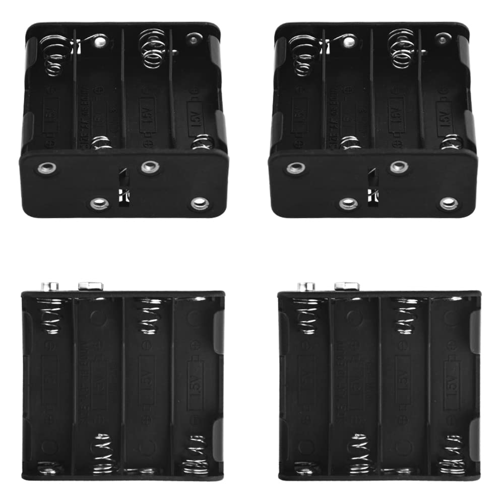 WMYCONGCONG 4 Pack AA Battery Holder - 8 x 1.5V T-Type Connector with Hard Plastic Case (8AA) - Perfect for DIY Electronics, Robotics, and Power Supply Projects