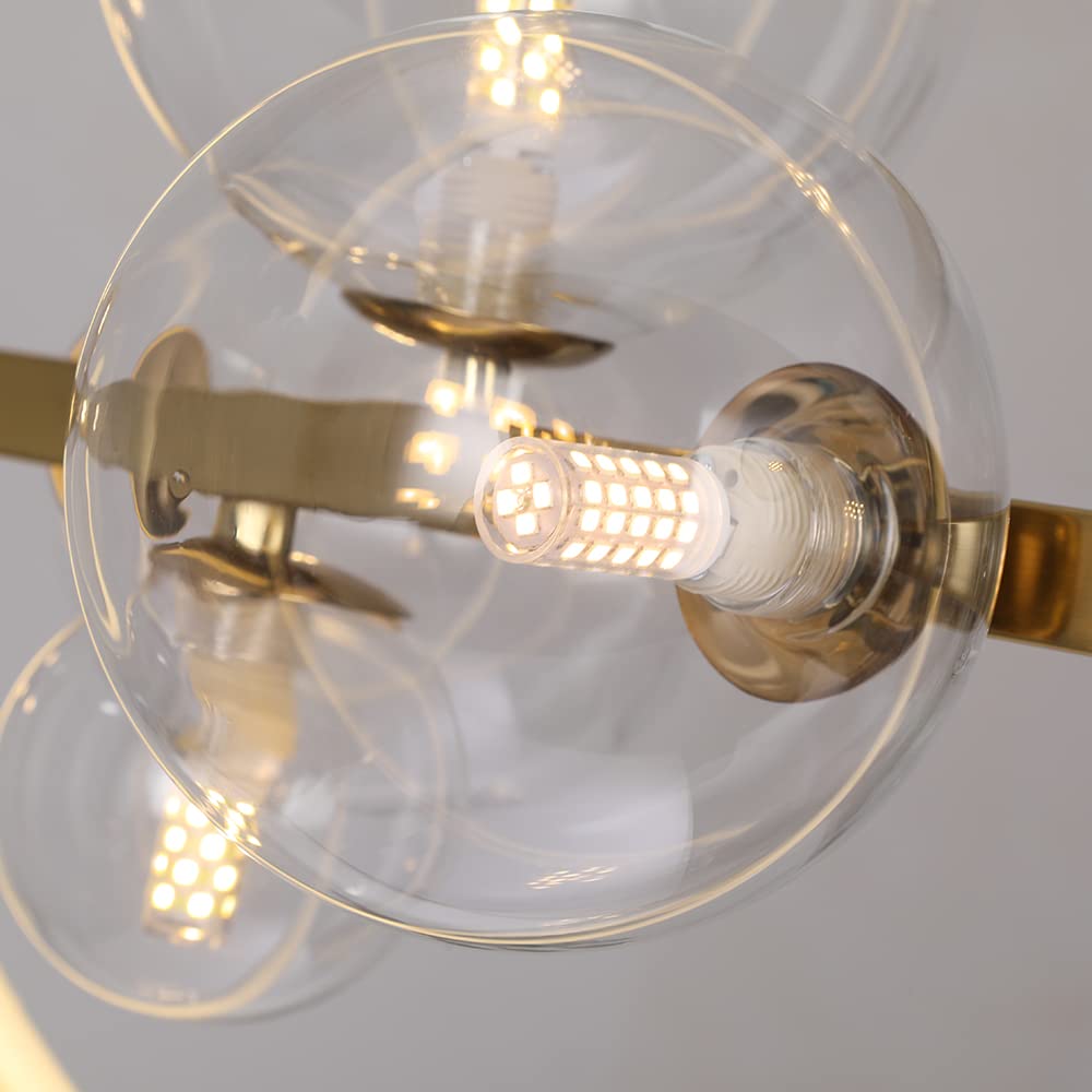 10-Light Modern Kitchen Island Pendant Lighting with Adjustable Rods & Glass Shade - Linear Chandelier for Dining Room and Kitchen - Perfect for Contemporary Home Decor and Open Concept Spaces