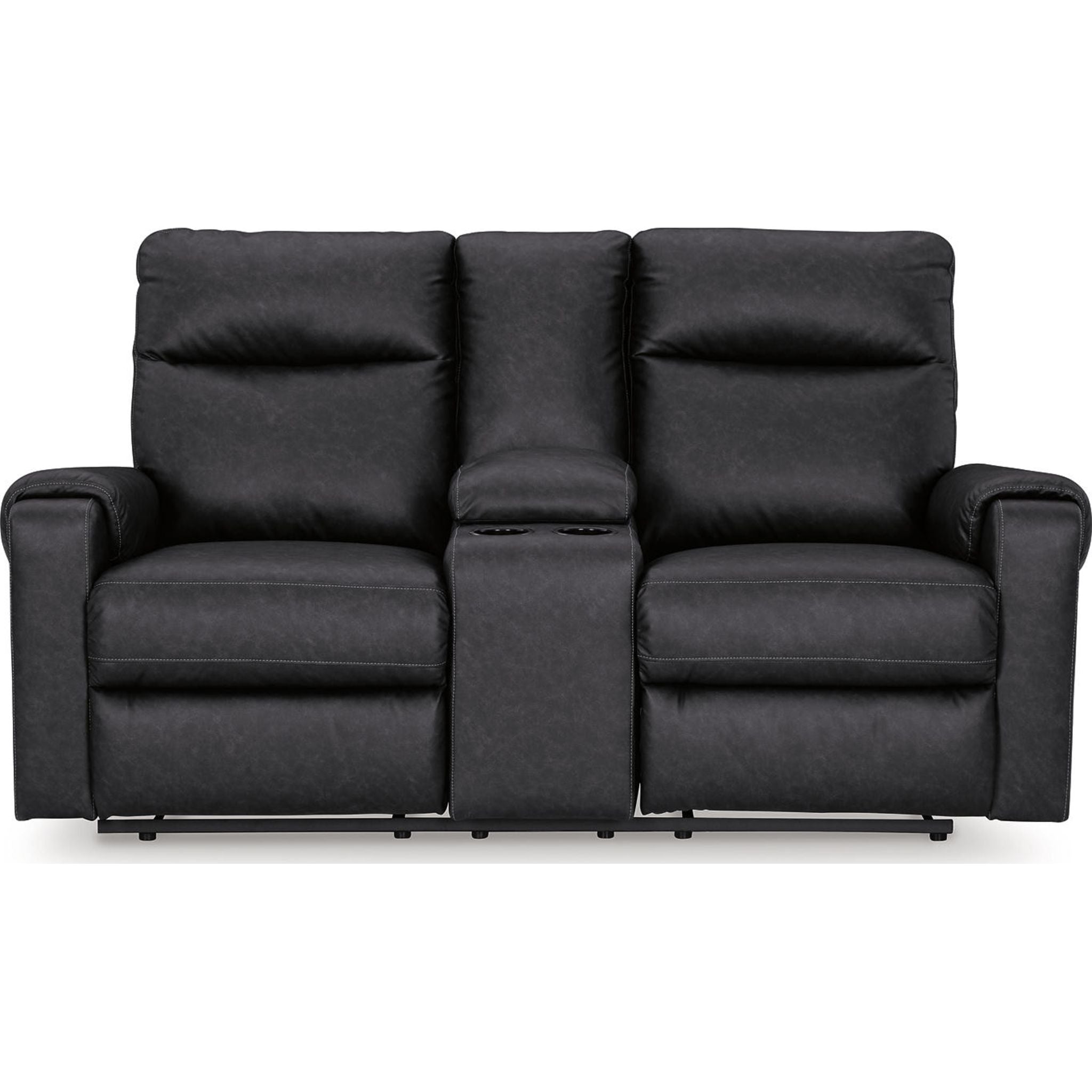 Axtellton Power Reclining Loveseat with Console in Carbon - Modern Electric Recliner Sofa for Living Room, Home Theater & Relaxation