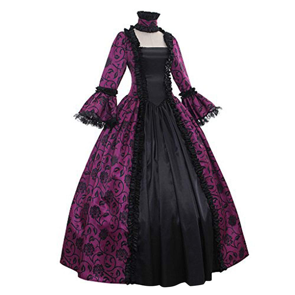 Elegant Medieval Queen Victorian Gothic Lace Ball Gown with Bell Sleeves - Renaissance Masquerade Vampire Costume for Halloween, Cosplay & Historical Reenactment