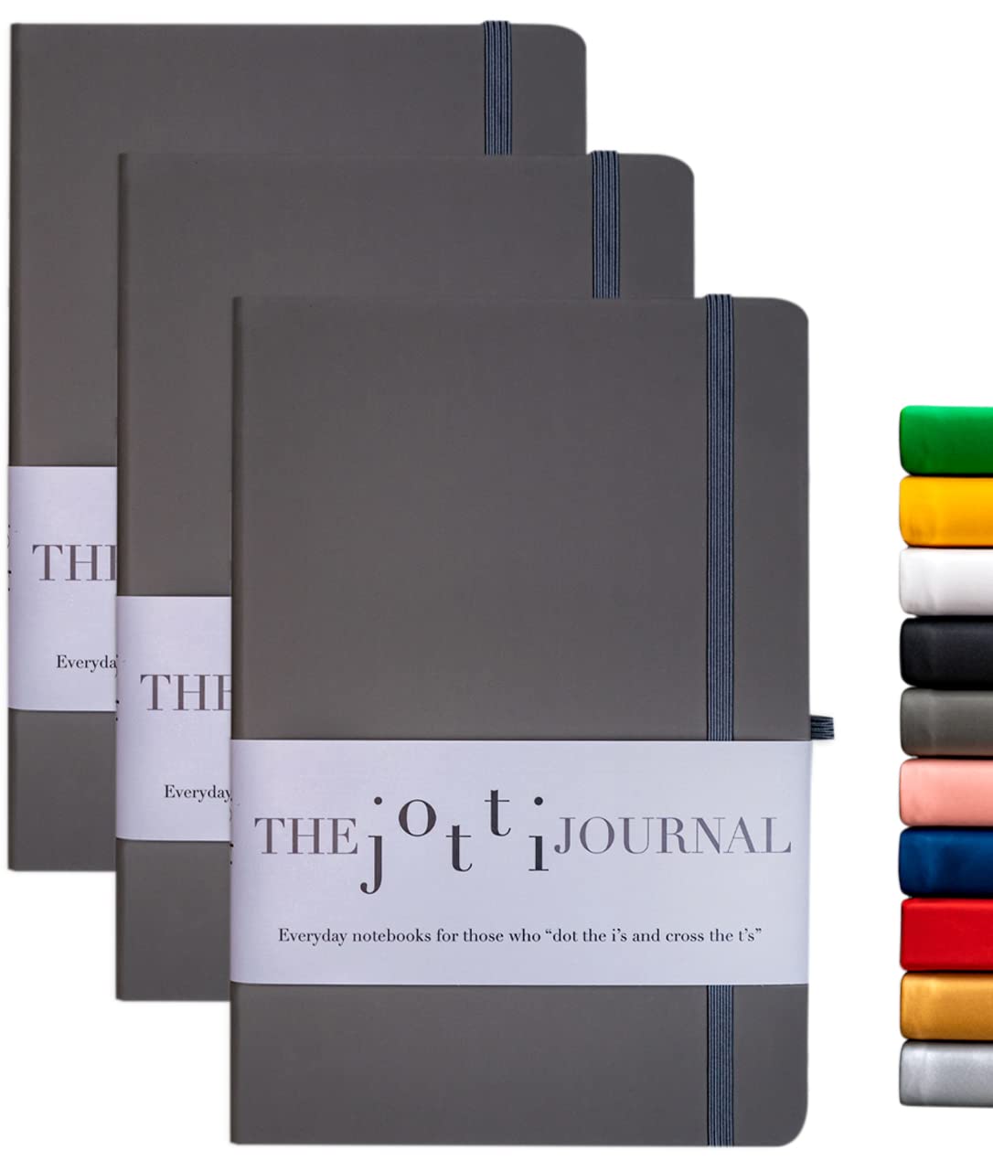 Premium 3-Pack Faux Leather Executive Notebooks - Lined Pages, 100 GSM Acid-Free Paper, Flat Bound, 210mm x 142mm, 160 Pages with Back Pocket & Pen Loop (Grey) - Perfect for Office Meetings, Business Planning & Daily Journaling