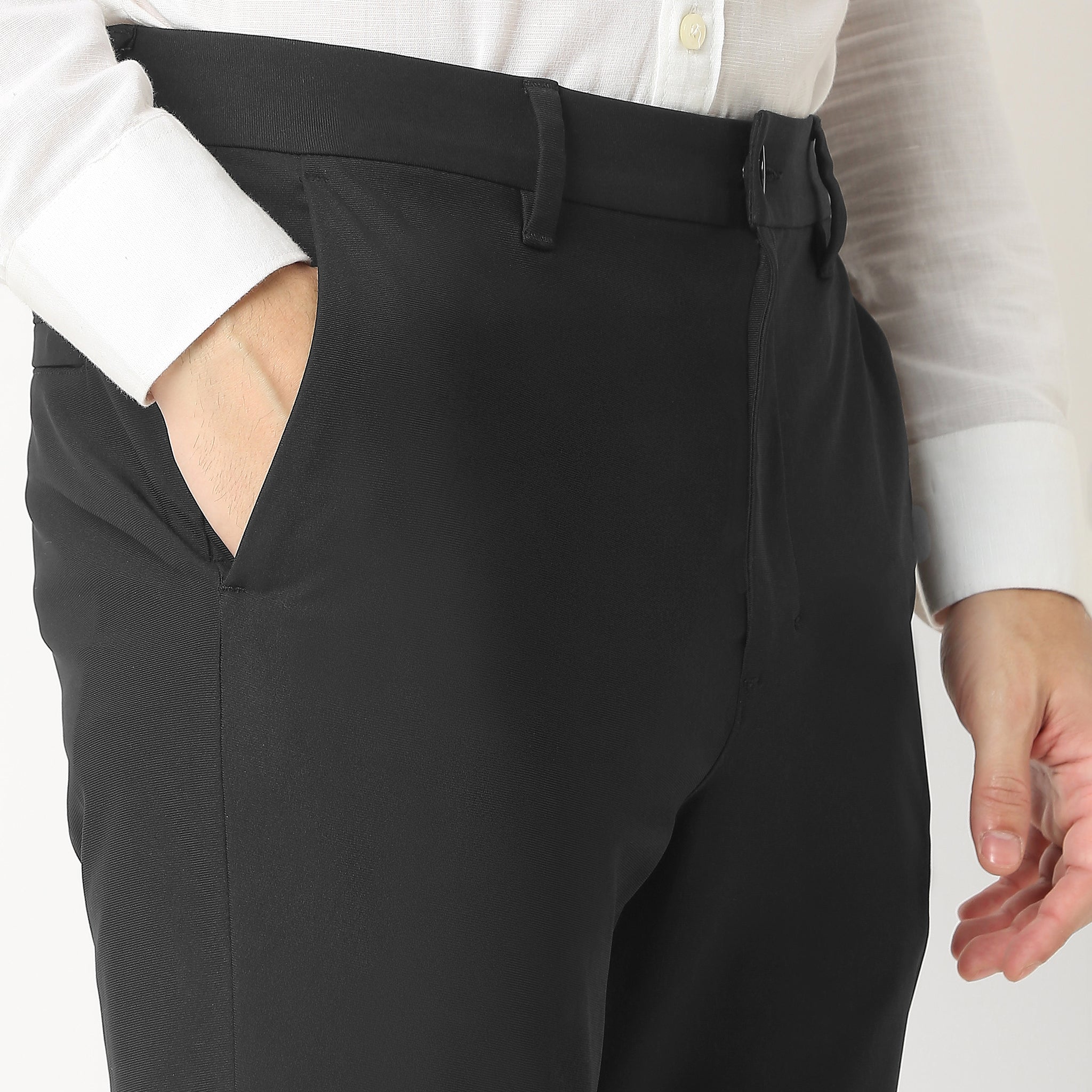 FluidX™ Wrinkle-Free 4-Way Stretch Pants with CIEM® Technology - Mid Rise Ankle Length Trousers for Work, Travel & Casual Wear