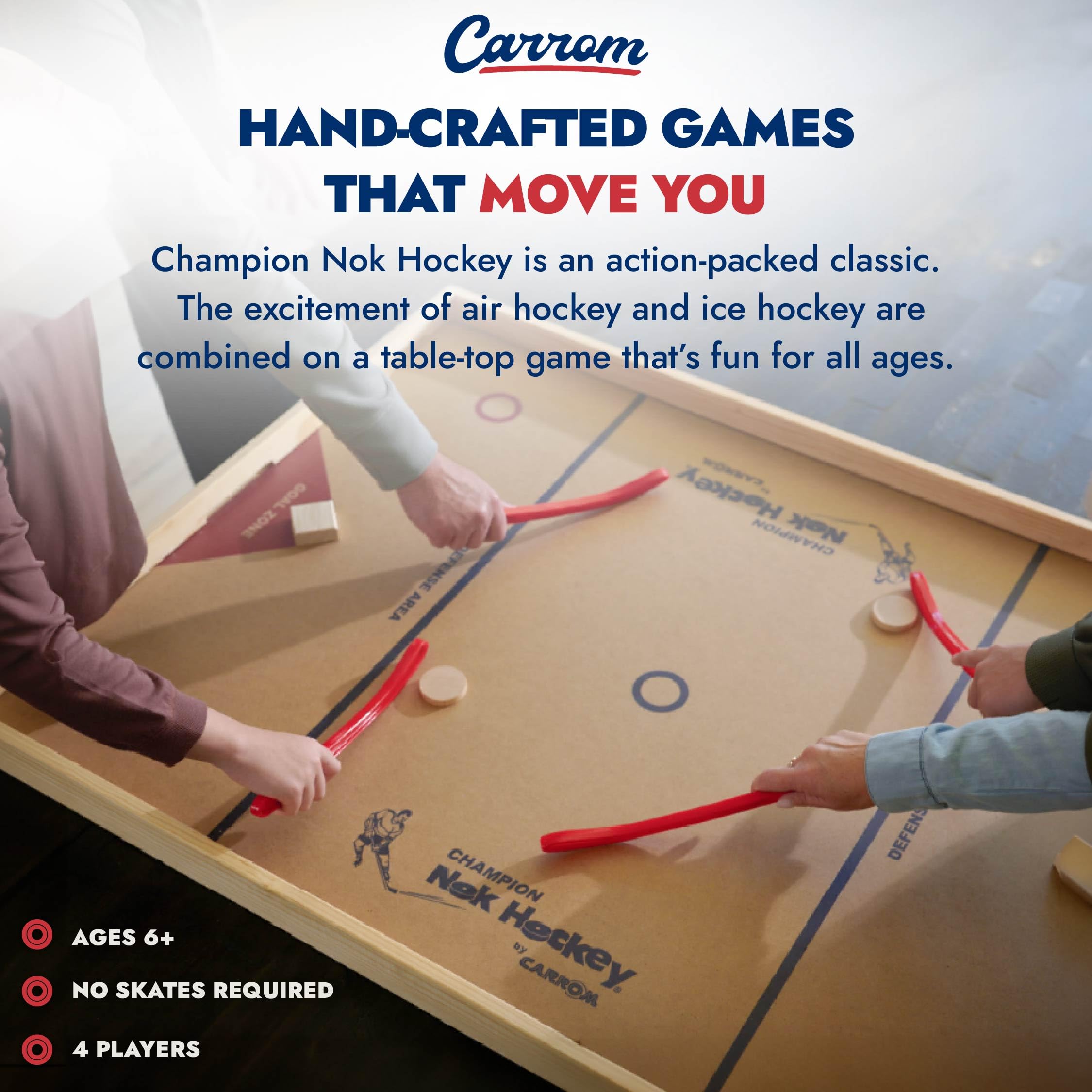Carrom Champion Nok Hockey Game (Large) - Premium Wooden Board Game for Adults & Kids - Fun Indoor/Outdoor Family Game - Sports Tabletop Game for Parties, Camping & Backyard Fun
