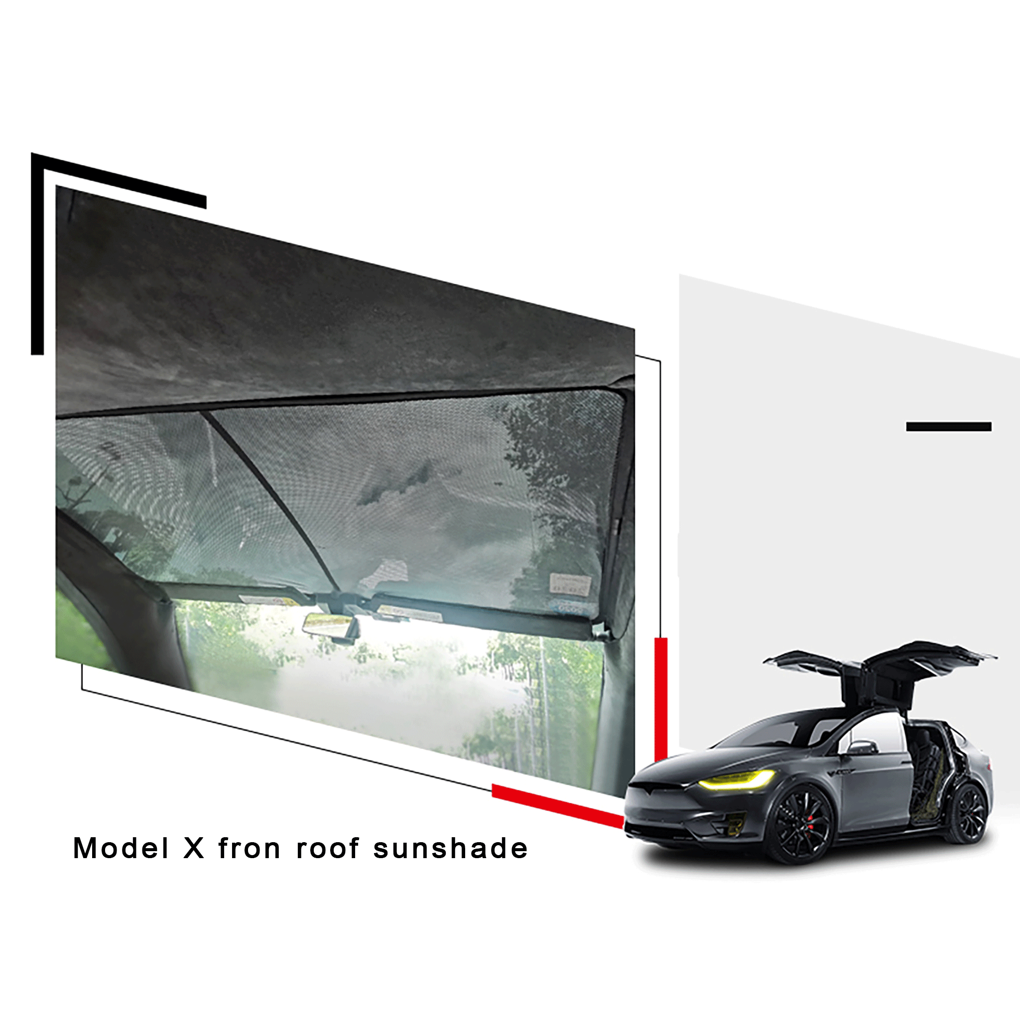 Tesla Model X Sunshade Roof Cover for Pre-Refresh & Newer Models (2016-2025) - UV Protection & Heat Reduction for Summer Driving & Parking
