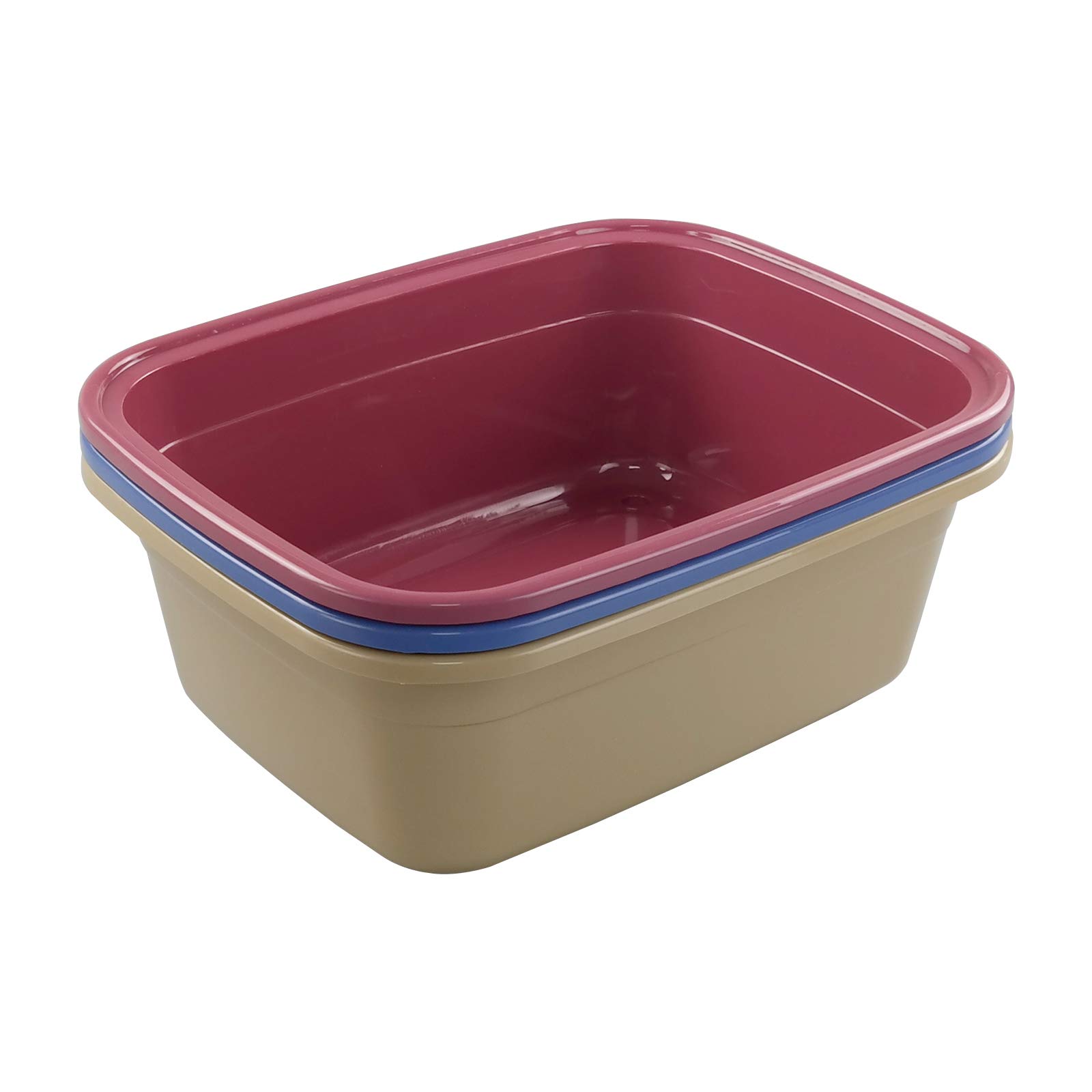 Farmoon 12 Quart Rectangular Plastic Wash Basin - 3 Pack Dishpan for Kitchen Sink, Laundry, Camping & Outdoor Use - Durable Multipurpose Tub for Washing Dishes, Clothes & Pet Care