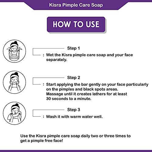 2 Pack Kisra Pimple Care Soap + 2 Pack Kisra Royal Heart Soap - Acne Treatment for Clear, Healthy Skin - All Skin Types - Perfect for Daily Face Wash & Body Care Routine
