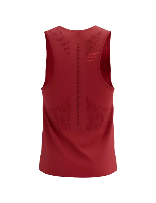 Compressport Men's Pro Racing Singlet - Lightweight Breathable Running Top for Marathon & Triathlon - Samba Red - Ideal for Training, Racing & Outdoor Sports