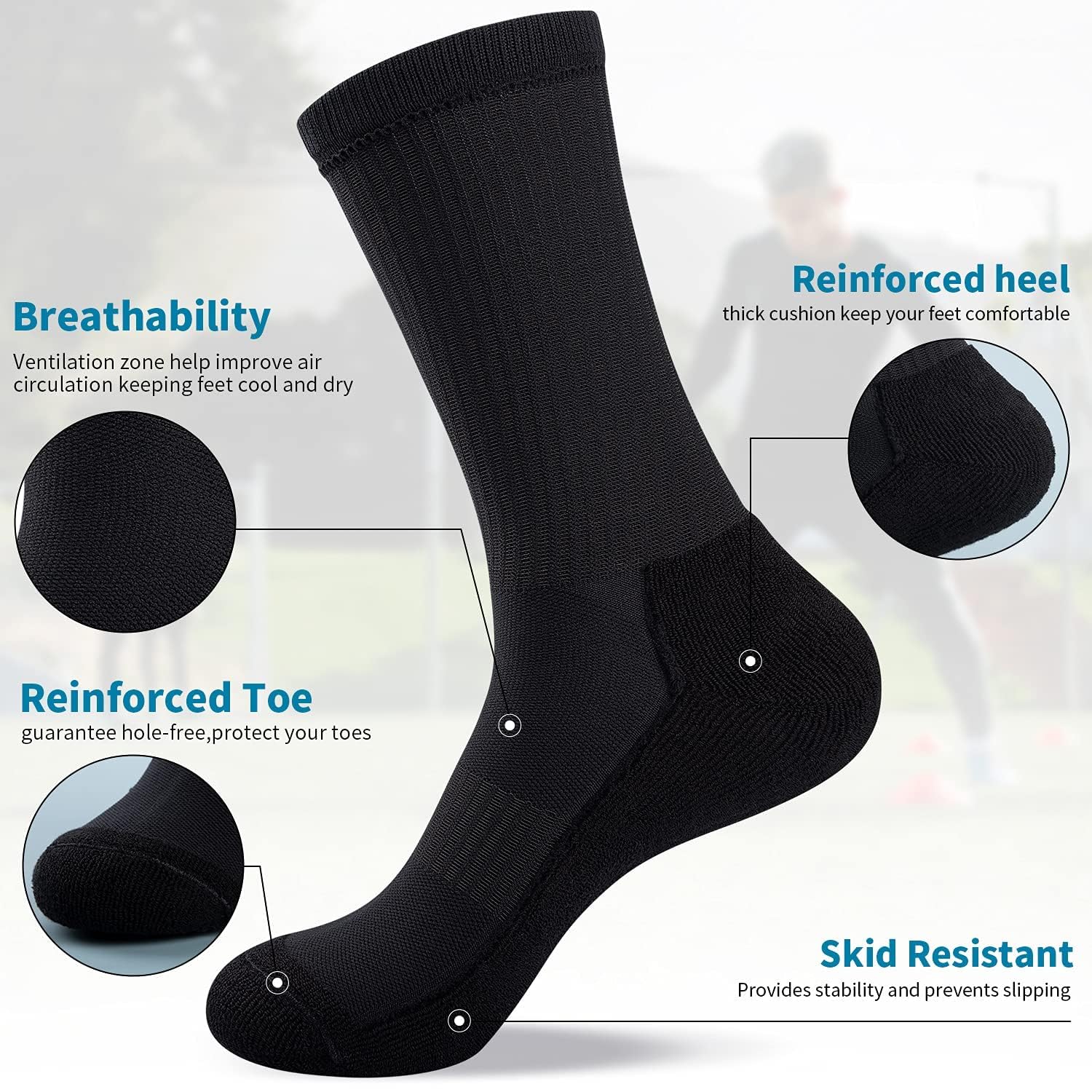 Non-Slip Grip Socks for Men & Women - Anti-Slip Soccer Socks, Yoga & Pilates Workout Socks with Traction - Perfect for Sports, Gym, Dance and Home Use