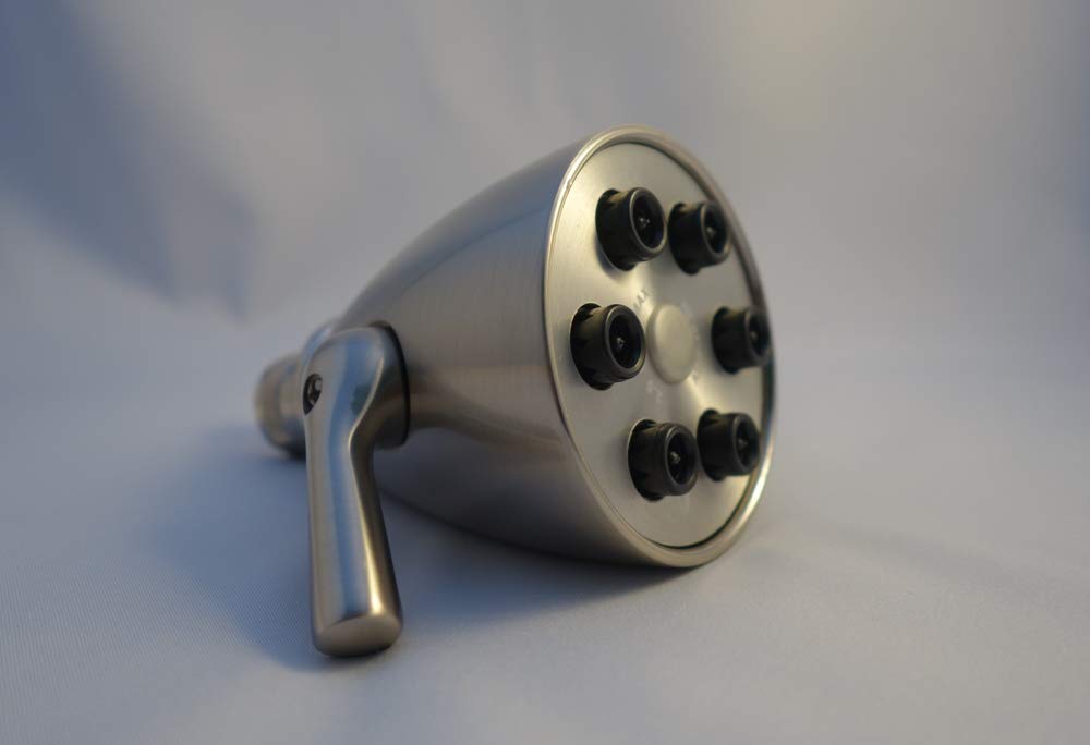 Giessdorf 6 Jet High Pressure Shower Head Set (2 Pack) with Handmade Soap - Brushed Nickel Finish for Spa-Like Bathroom Experience