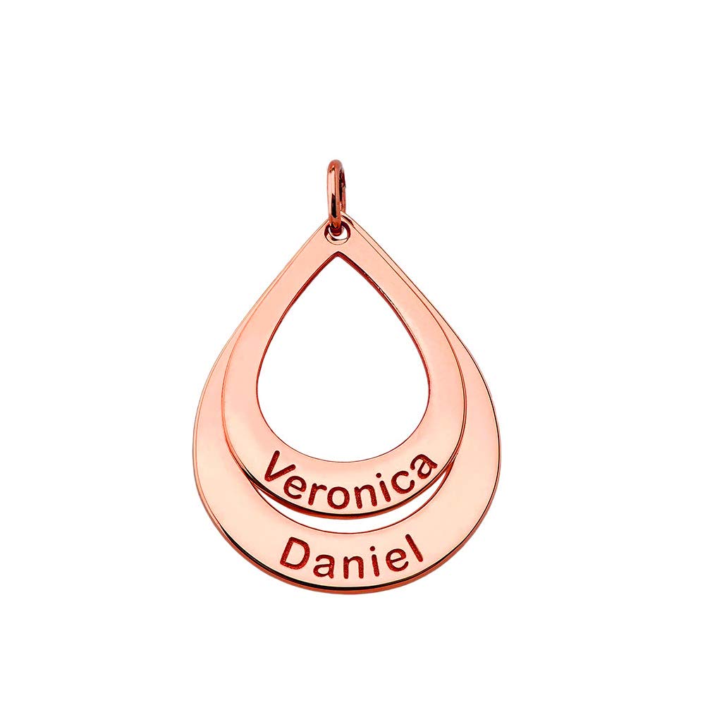 14K Rose Gold Personalized Name Necklace - Custom Engraved Drop Pendant Jewelry for Women, Gift for Her, Birthday, Anniversary, Valentine's Day