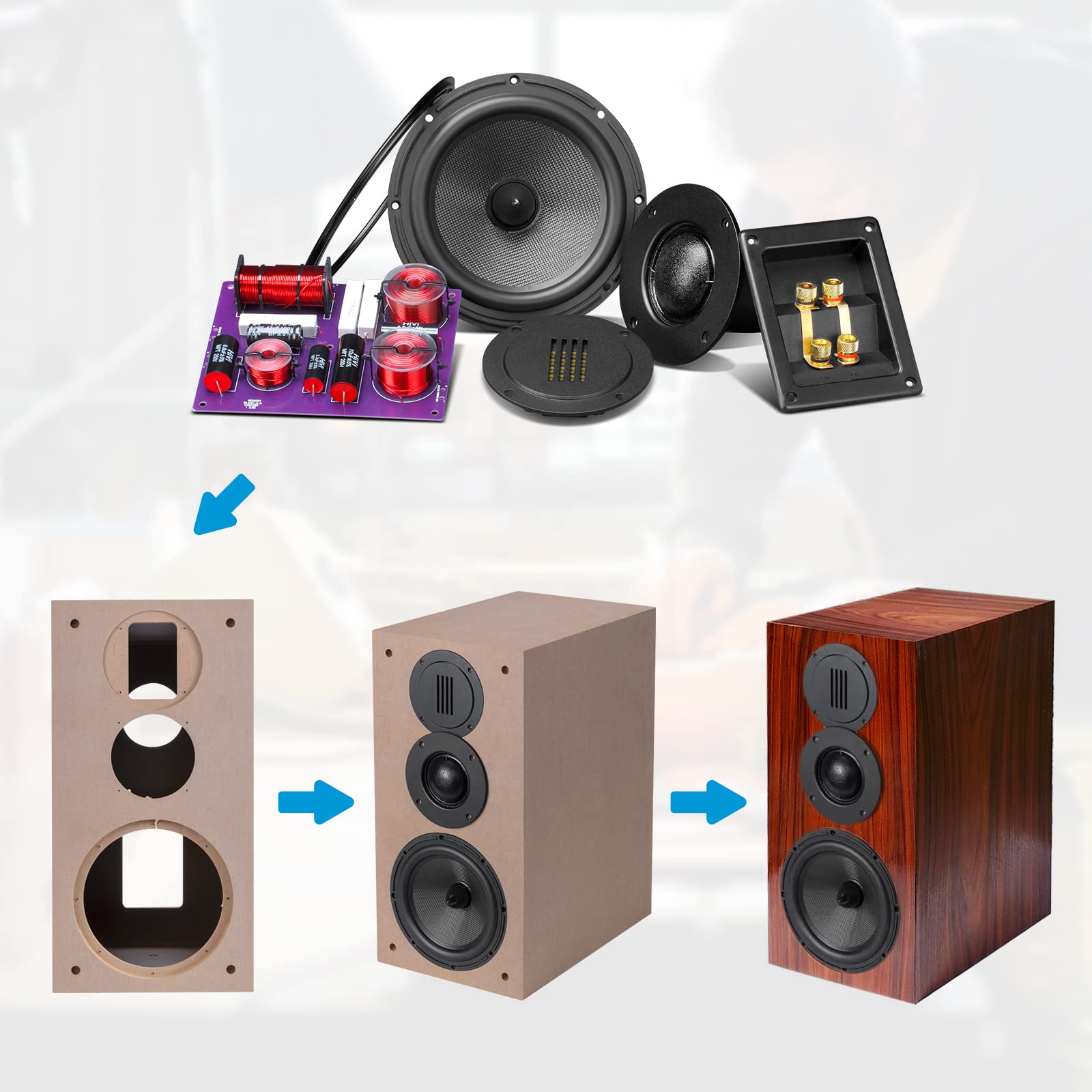 HiVi-Swans DIY 3-Way Passive Bookshelf Speaker Pair Kit - 120W Peak Power for Home Theater, Surround Sound & Stereo Systems - Perfect for Living Rooms, Home Studios & Gaming Setups