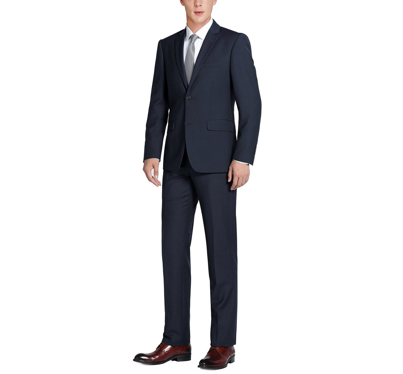 Alessandro Vitello by Renoir Dark Navy 2-Piece Classic Fit Single Breasted Notch Lapel Suit | Premium Men's Business Attire for Weddings, Office & Formal Events